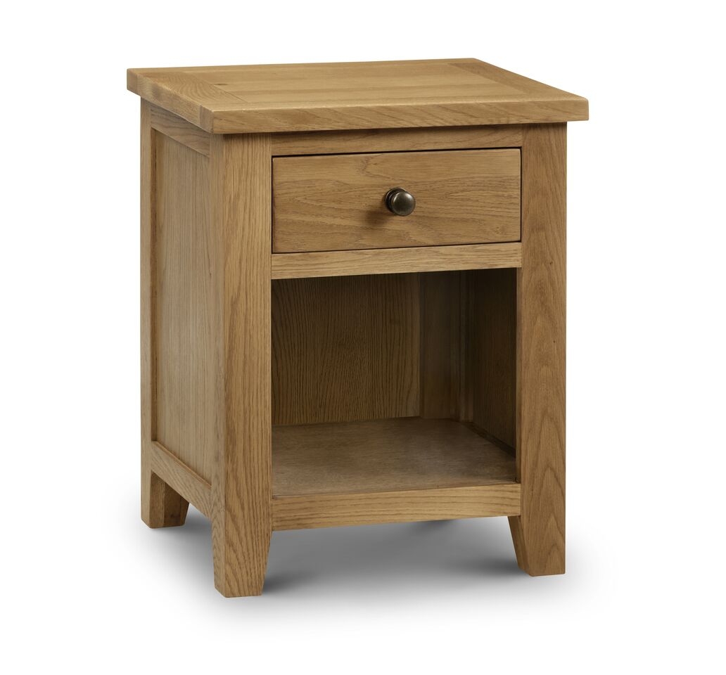 Bedside Table - MARLBOROUGH 1 Drawer Nightstand Oak 48cm