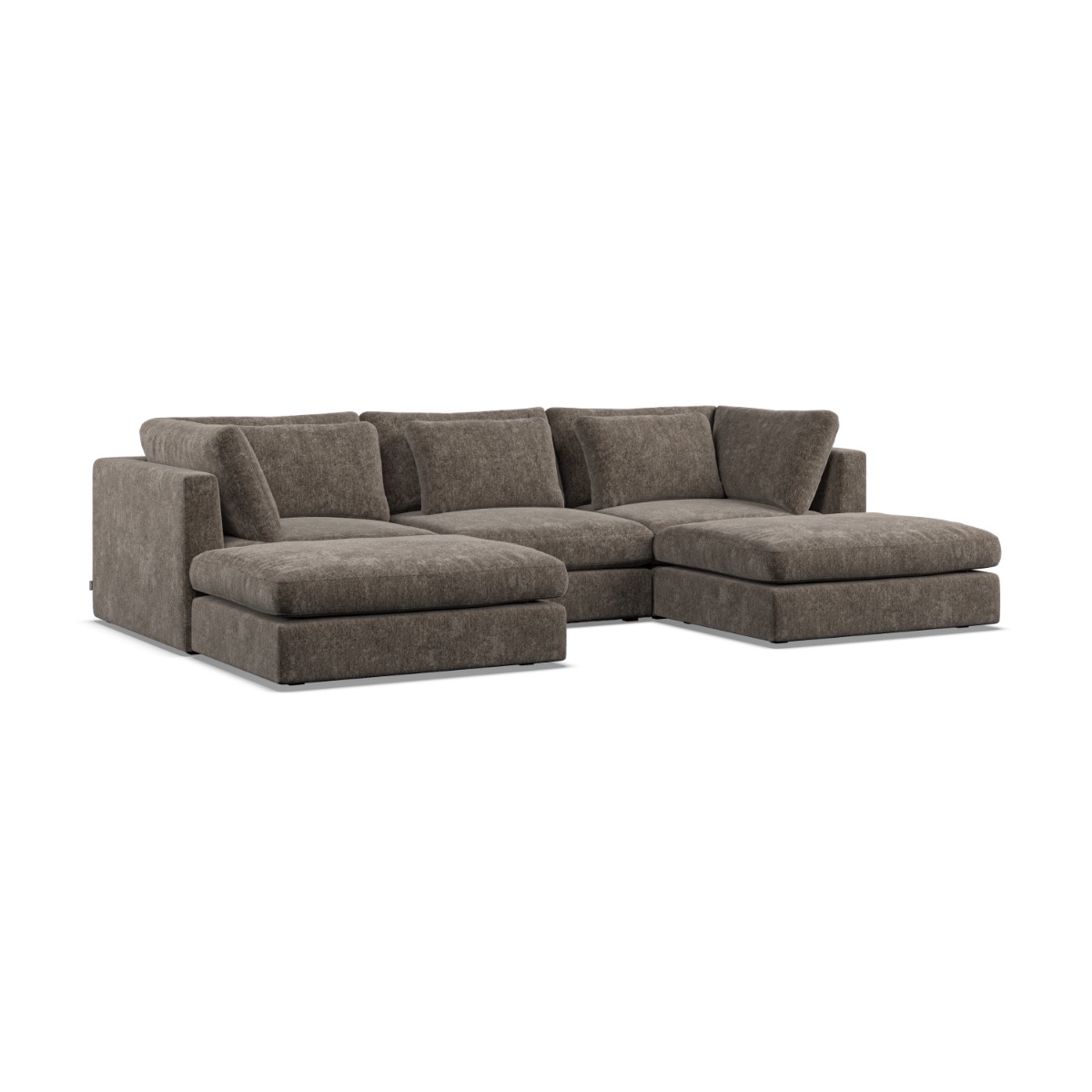 Corner Sofa - SOVA Fabric 5 Seater U Shaped Mocca - Footstool End