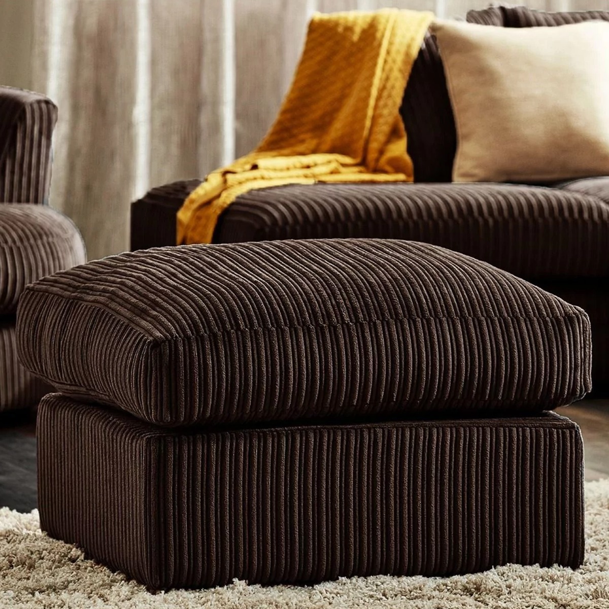 CORDURA Jumbo Cord Footstool - Brown