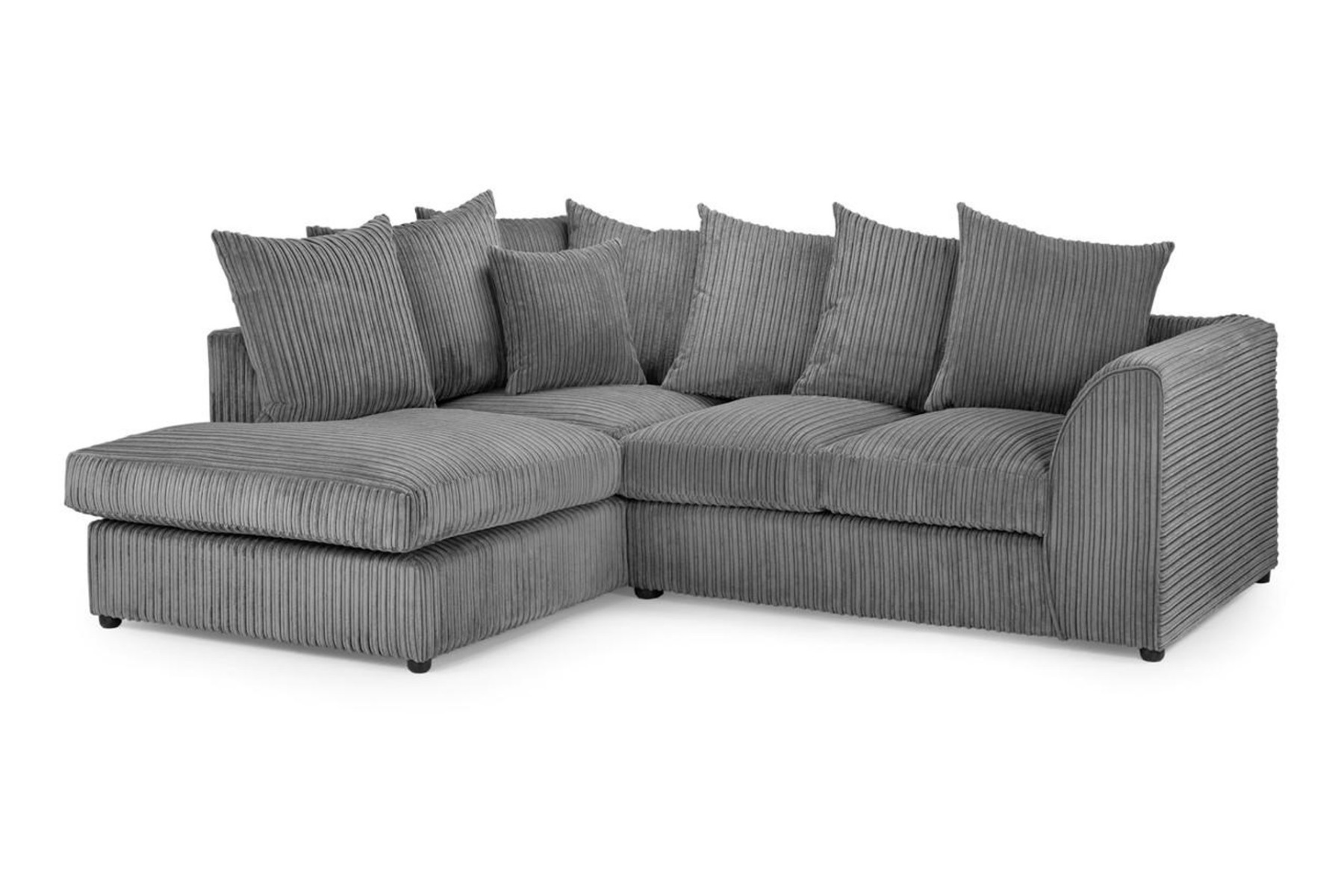 HARLEY Jumbo Cord Corner Sofa - Left Hand Facing - Grey