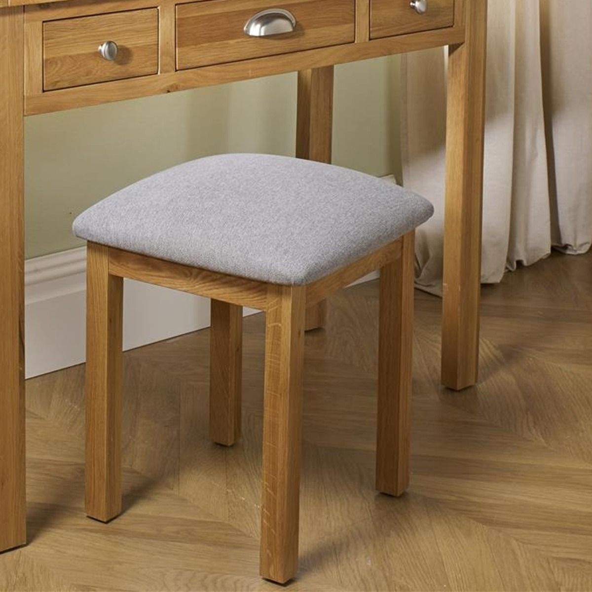 Birlea Woburn Oak Upholstered Stool
