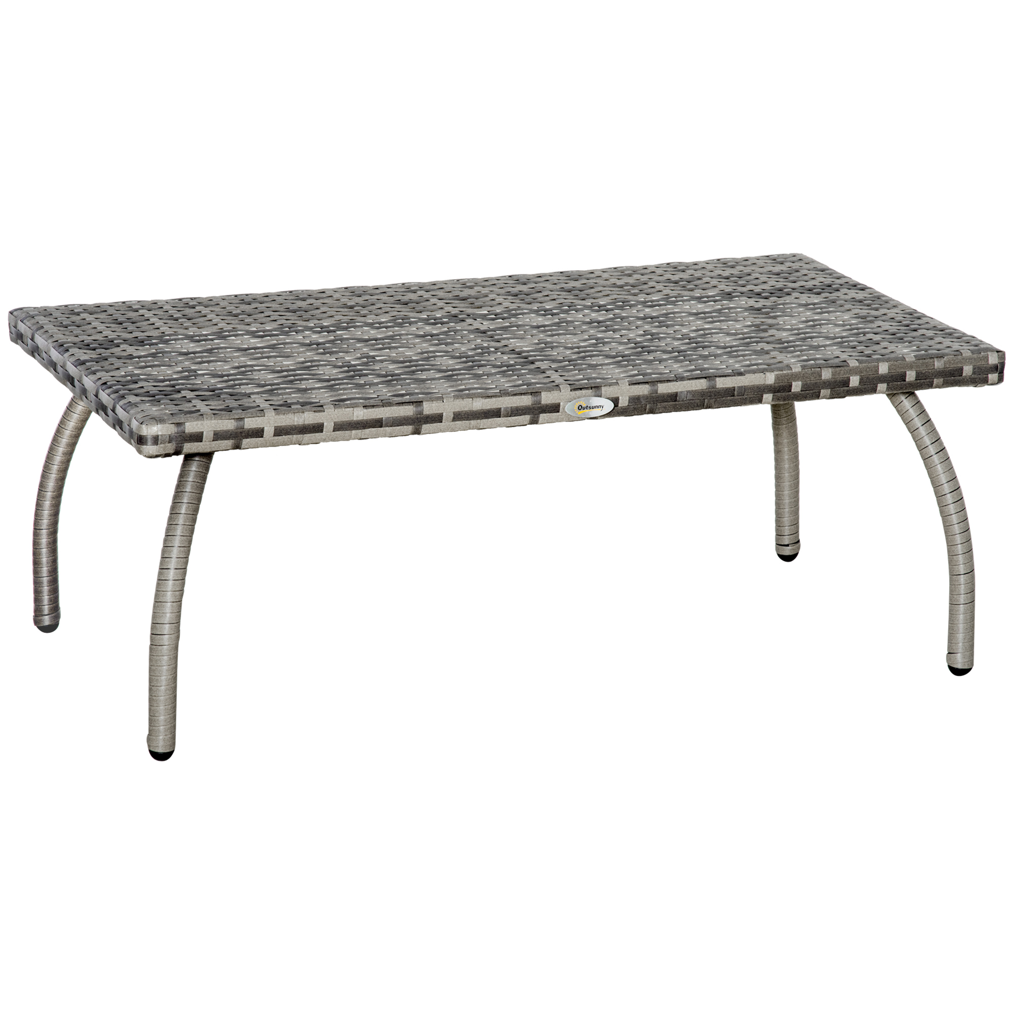 Rattan Coffee Table Garden Furniture Wicker Side Table with All-Weather Material for Outdoor, Balcony, Backyard, Grey