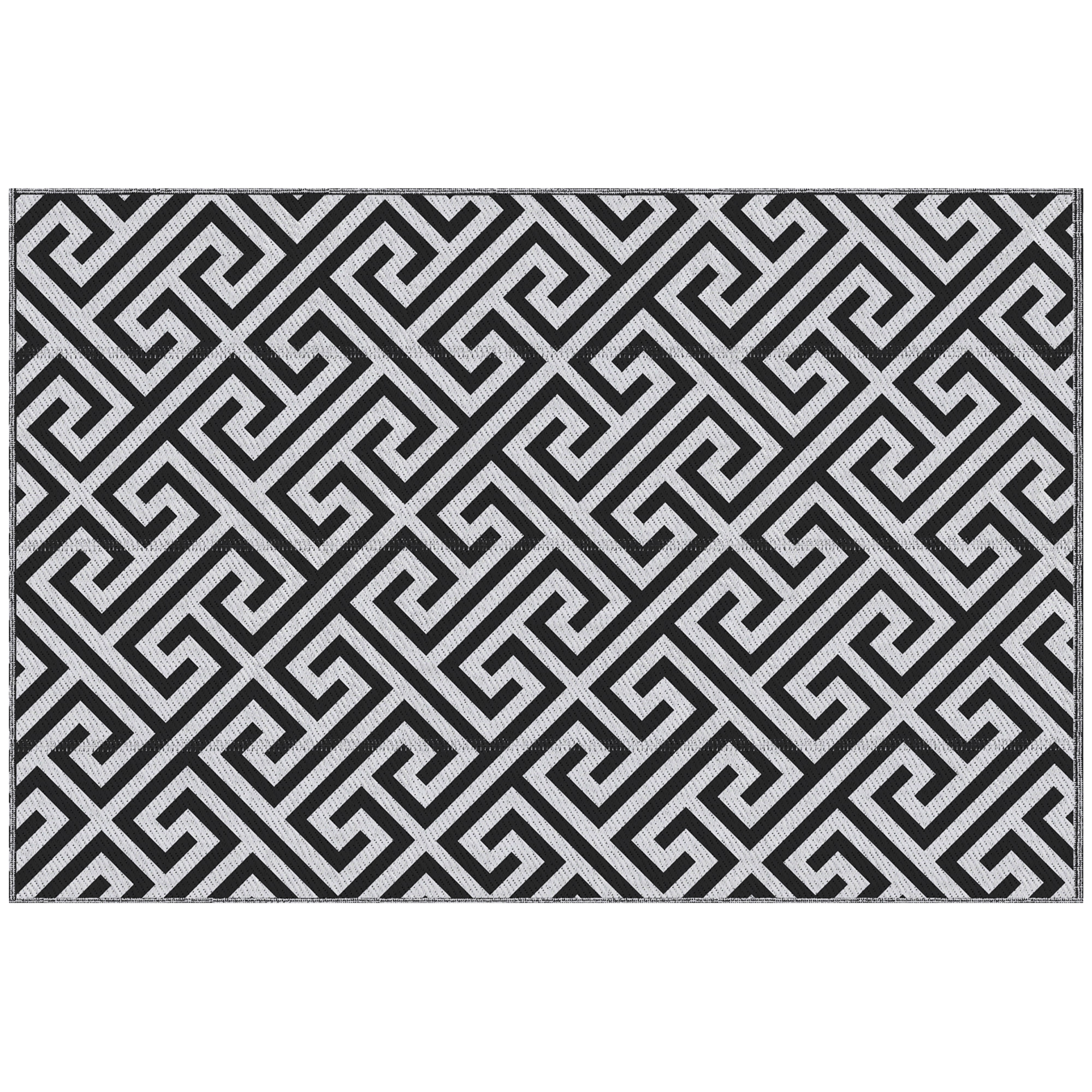 152 x 243 cm(5x 8ft) Outdoor Rug Reversible Mat Plastic Straw Rug Portable RV Camping Mat for Garden Deck Picnic Indoor, Black & White