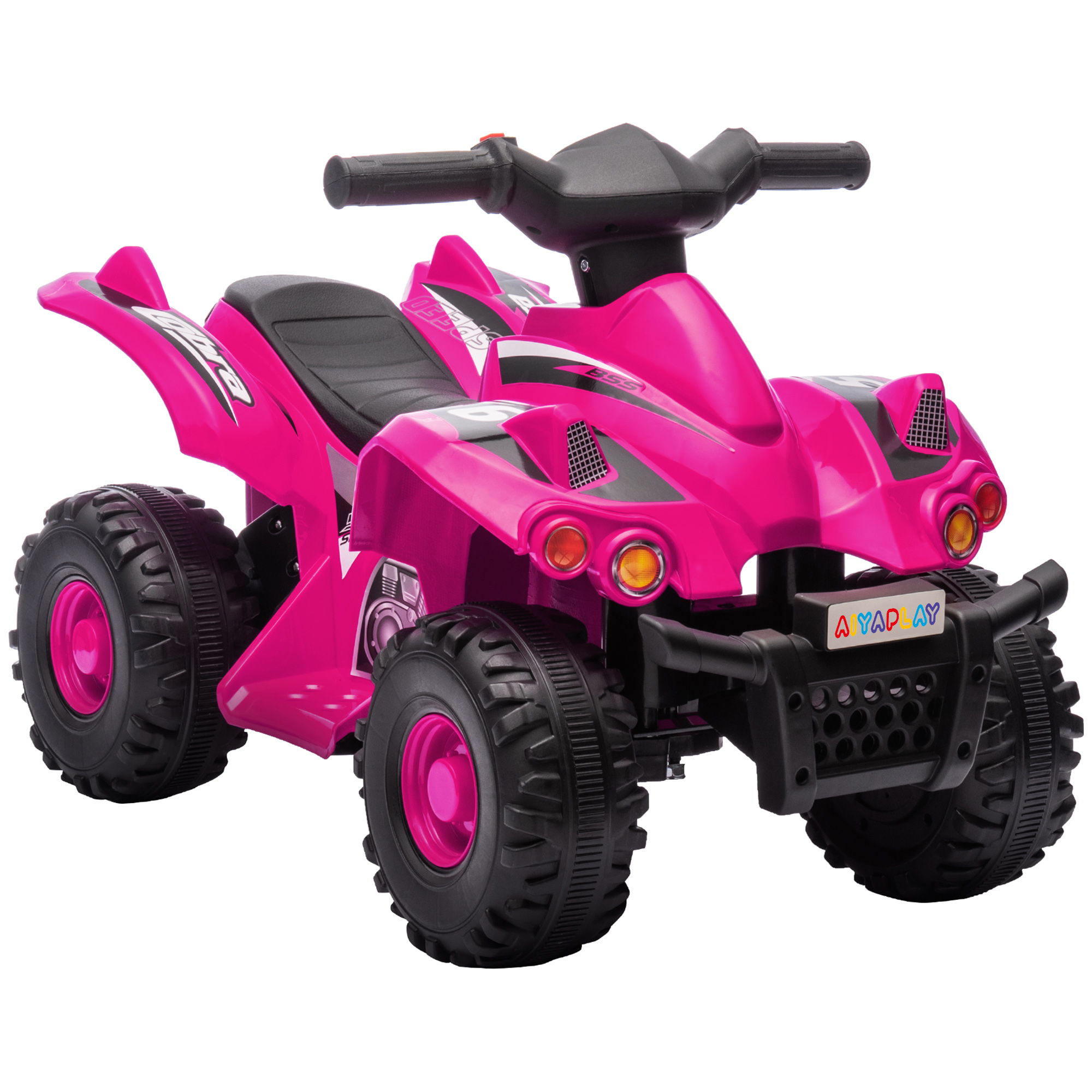 AIVAGO 6V Kids Electric Quad Bike w/ Music, Forward Function, for 2-6 Years, Pink