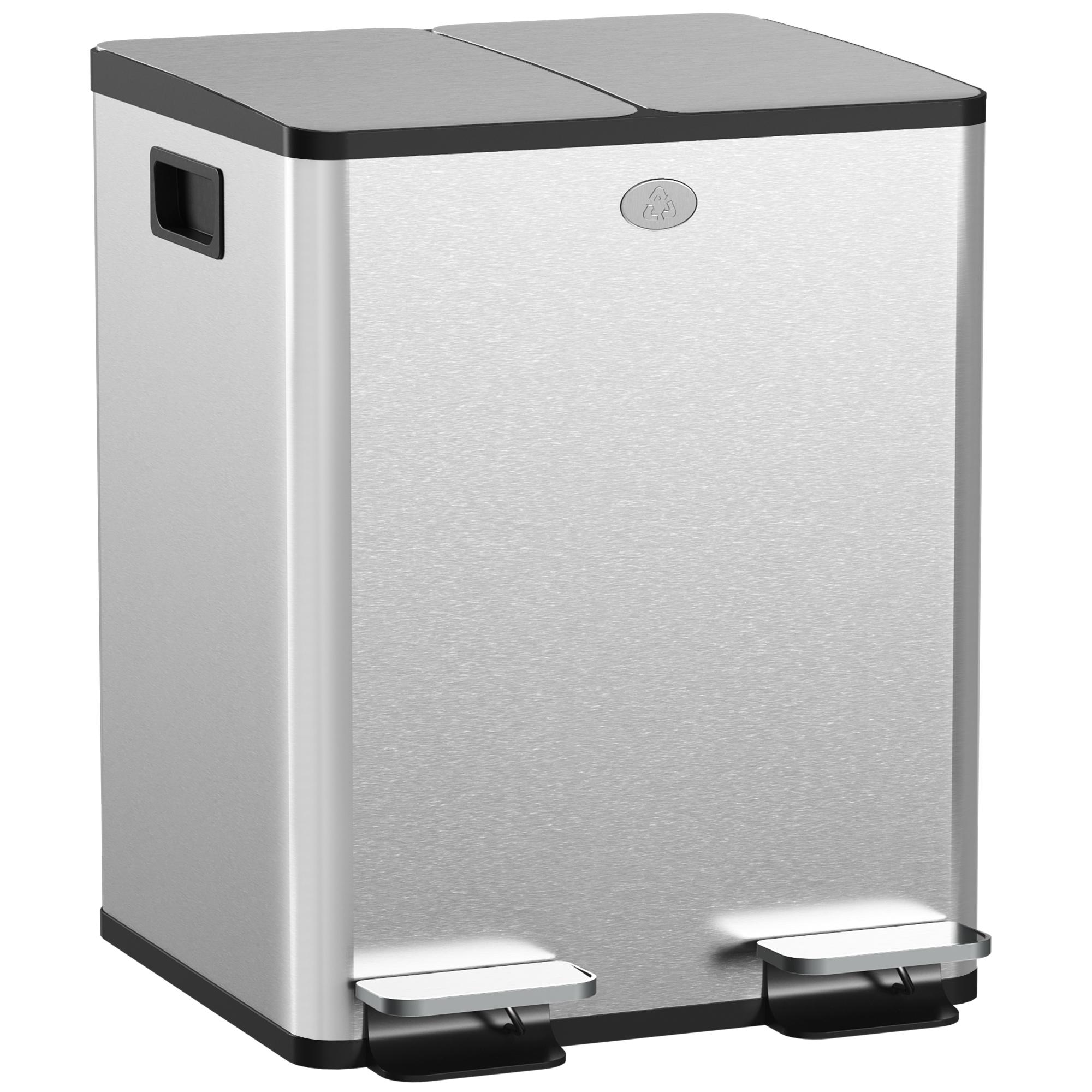 Scott 2 x 20L Steel Dual Kitchen Bin with Soft Close Lid - Silver
