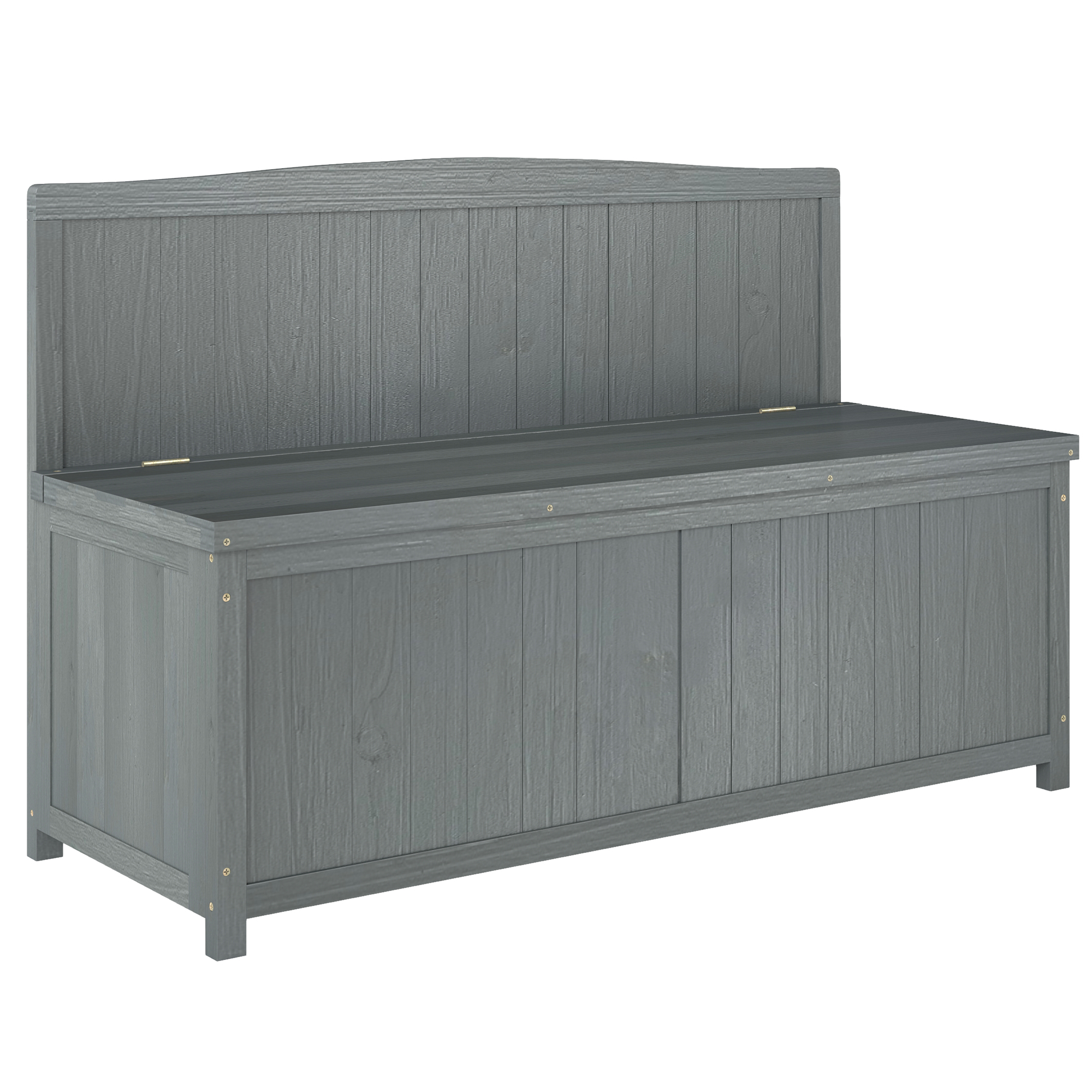 SUNVISTA Wood Storage Bench for Patio Furniture, Outdoor Garden Seating Tools, Grey
