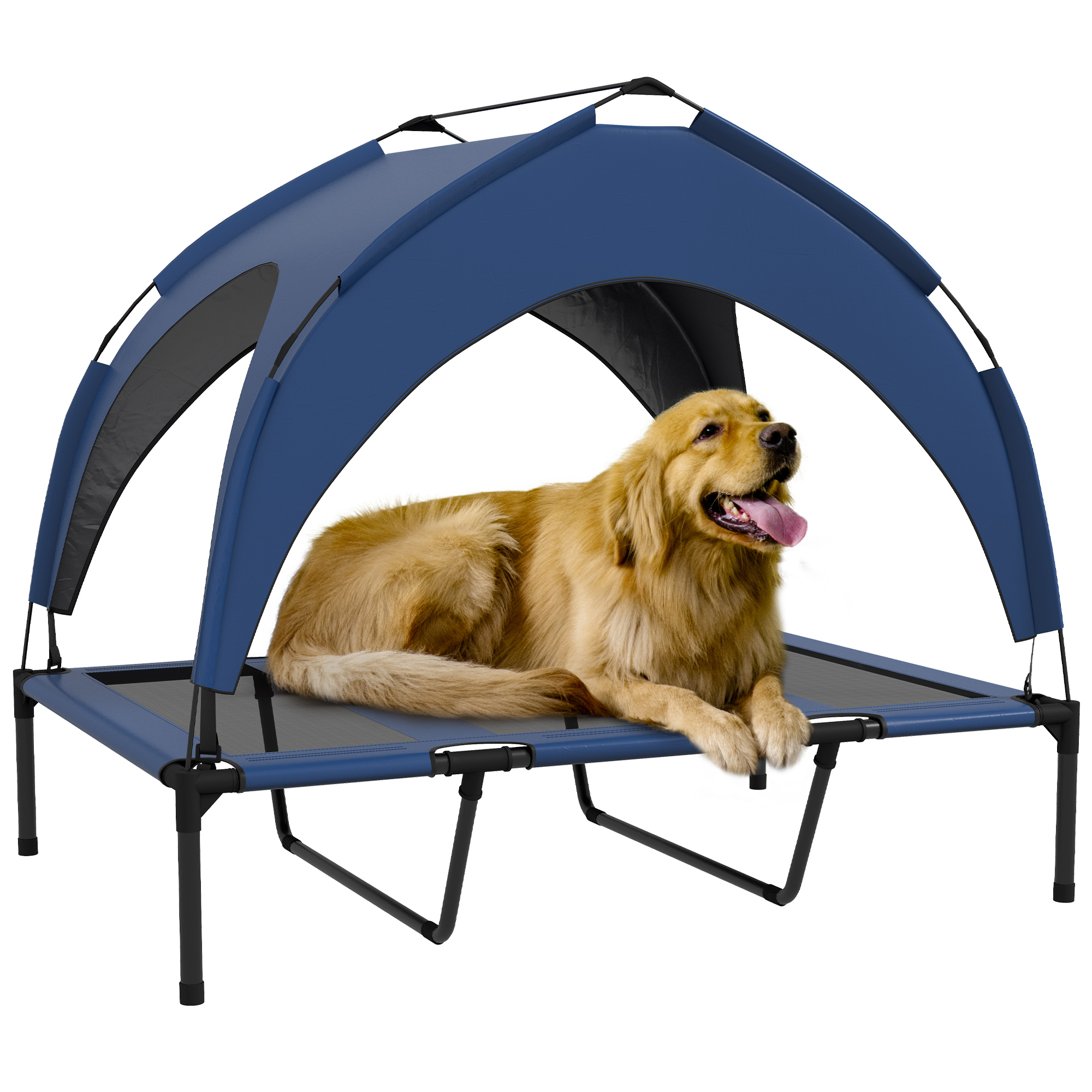 Cooling Raised Pet Bed with Washable Breathable Mesh for Large Dogs - Dark Blue