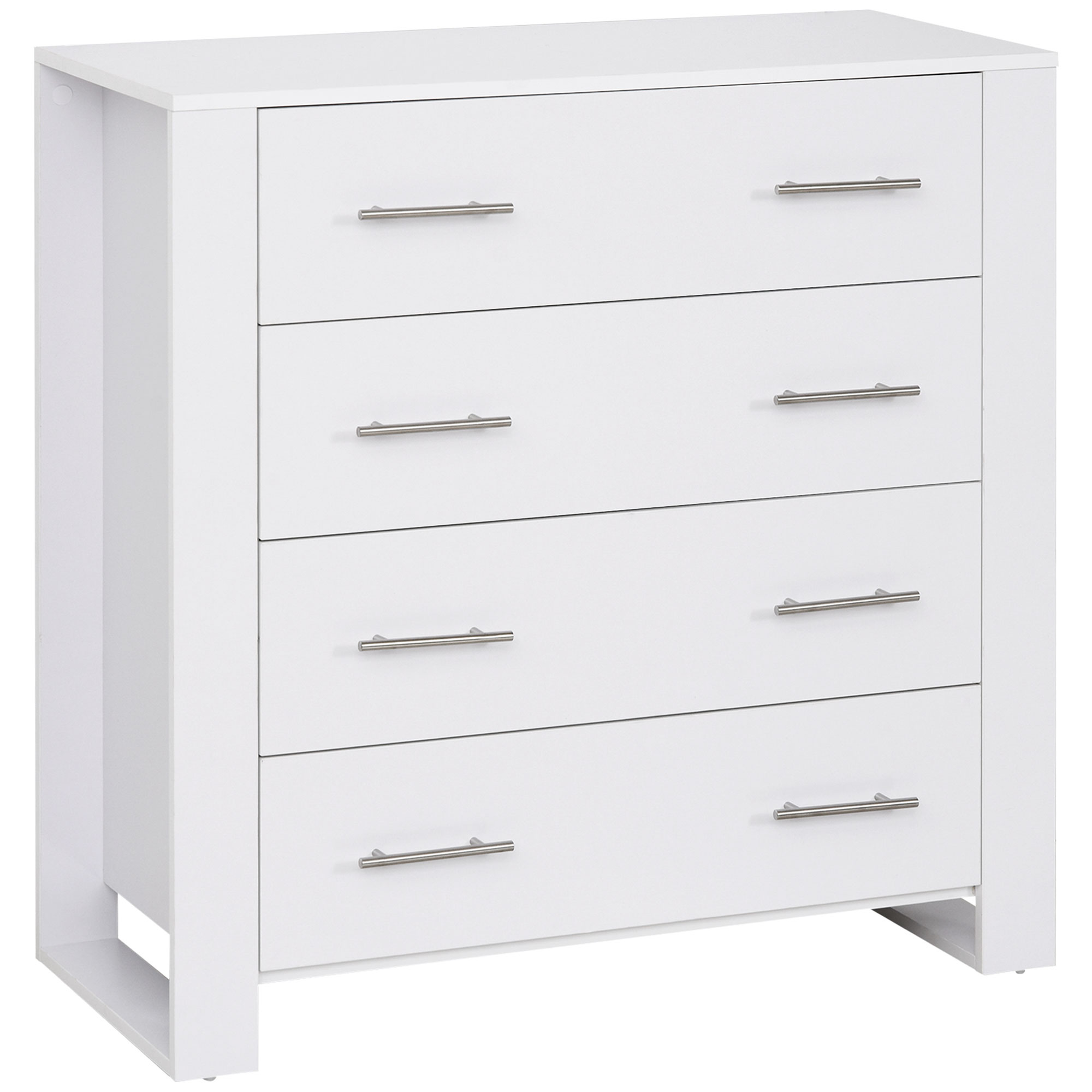 HERON II White Chest of Drawers - Medium-sized, 4 Drawers