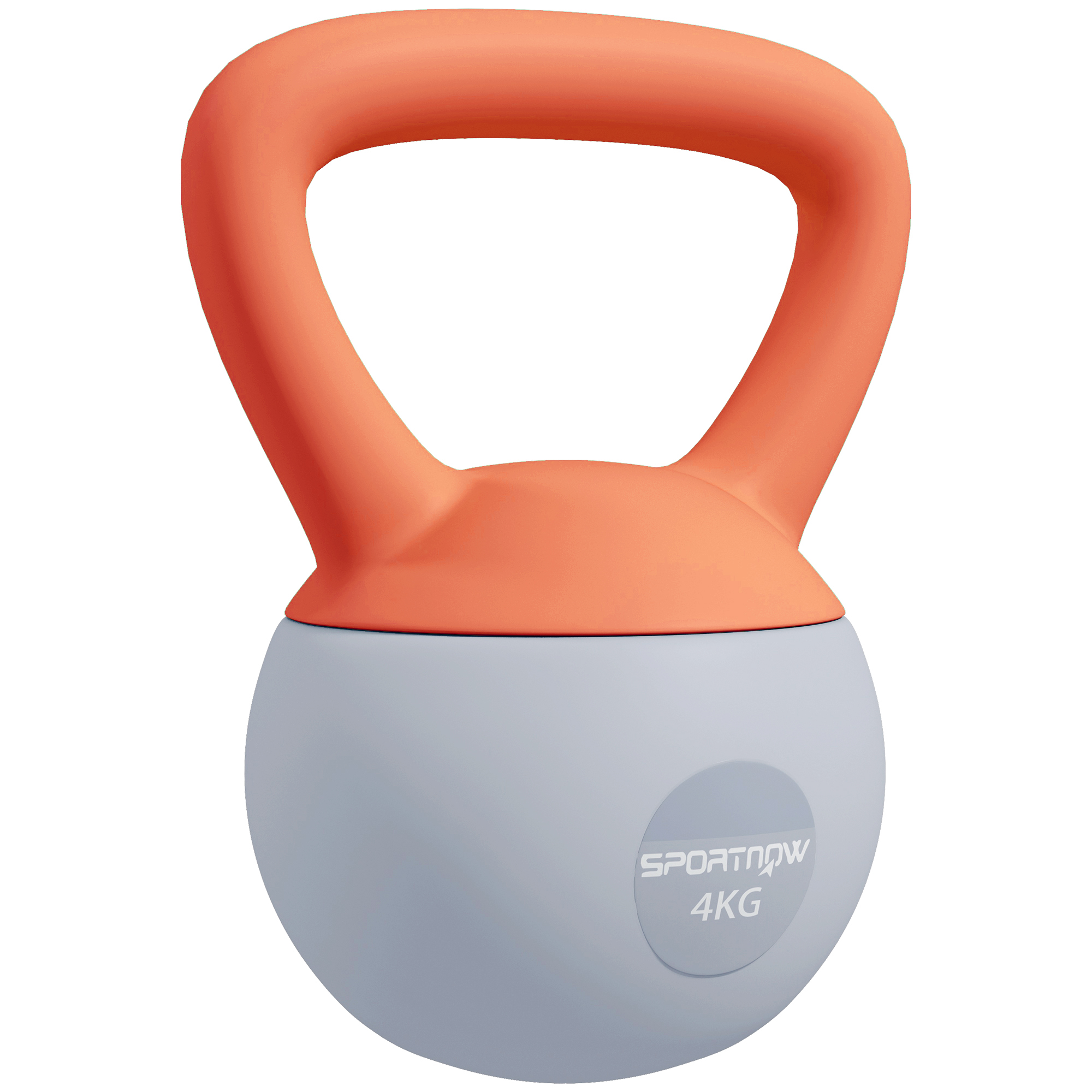 SPORTEDGE Soft Kettlebell, 4kg Kettle Bell with Non-Slip Handle for Home Gym Weight Lifting and Strength Training, Orange and Grey