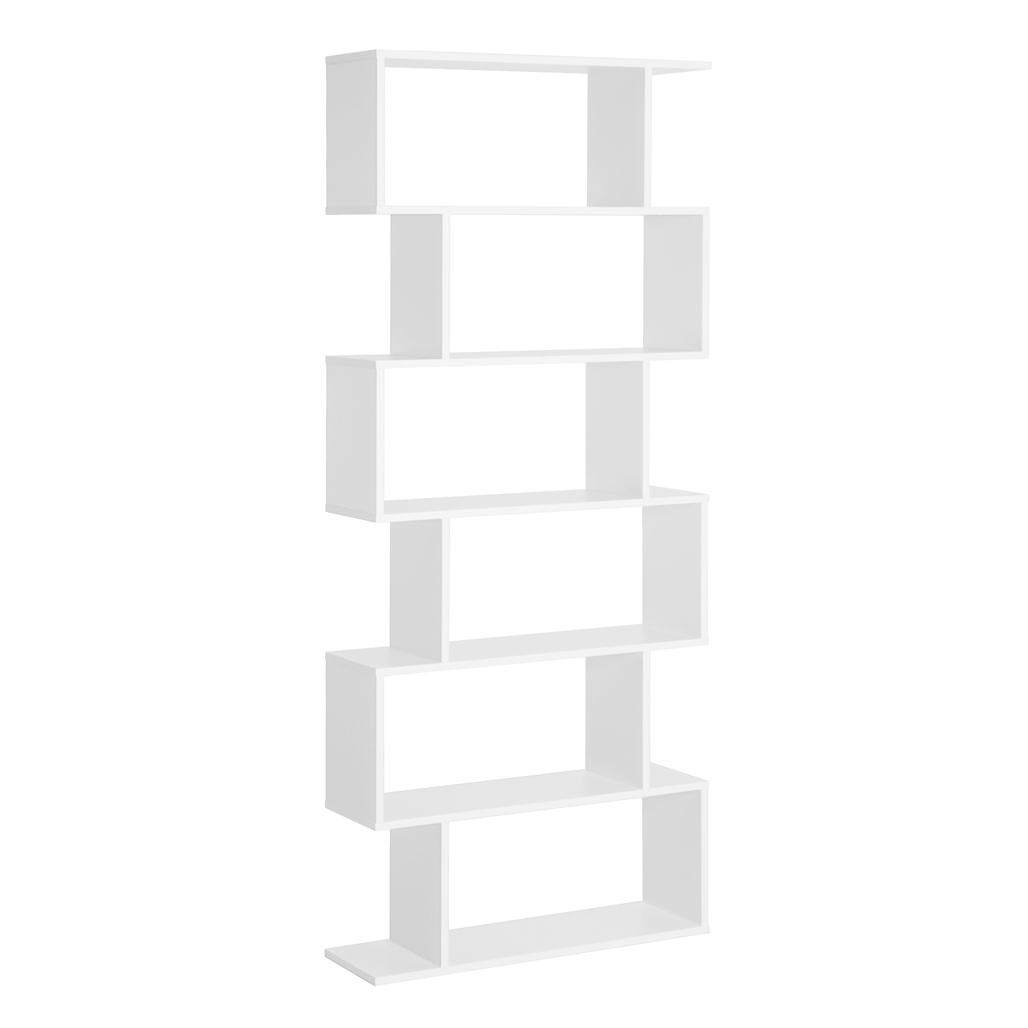 Wooden Wood S Shape Storage Display 6 Shelves Room Divider Unit Chest Bookshelf Bookcase Cupboard Cabinet Home Office Furniture, White