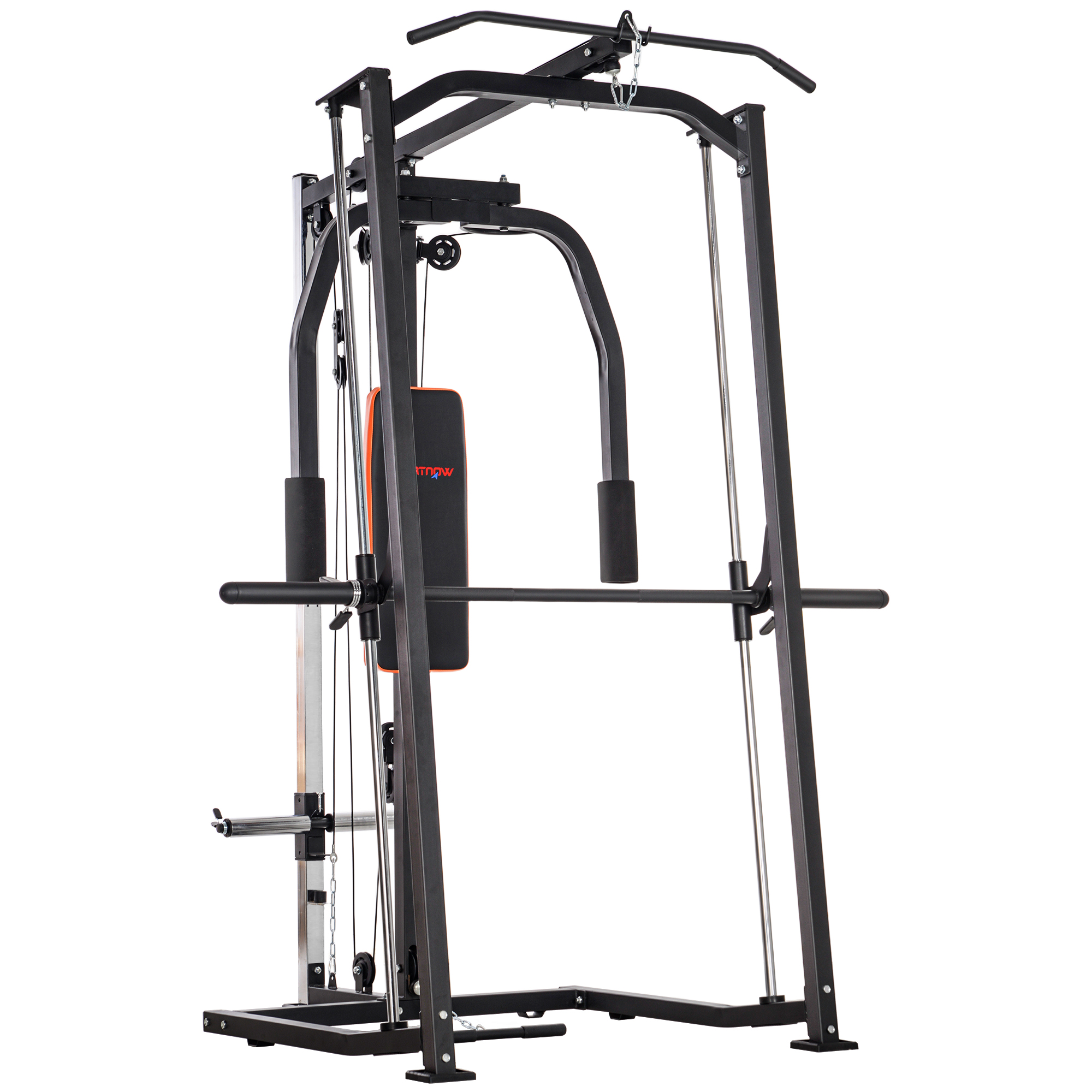 SPORTEDGE 3 In 1 Smith Machine with Dual Cable Pulley System, Chest Press Station, 17-Level Squat Rack and Barbell Bar