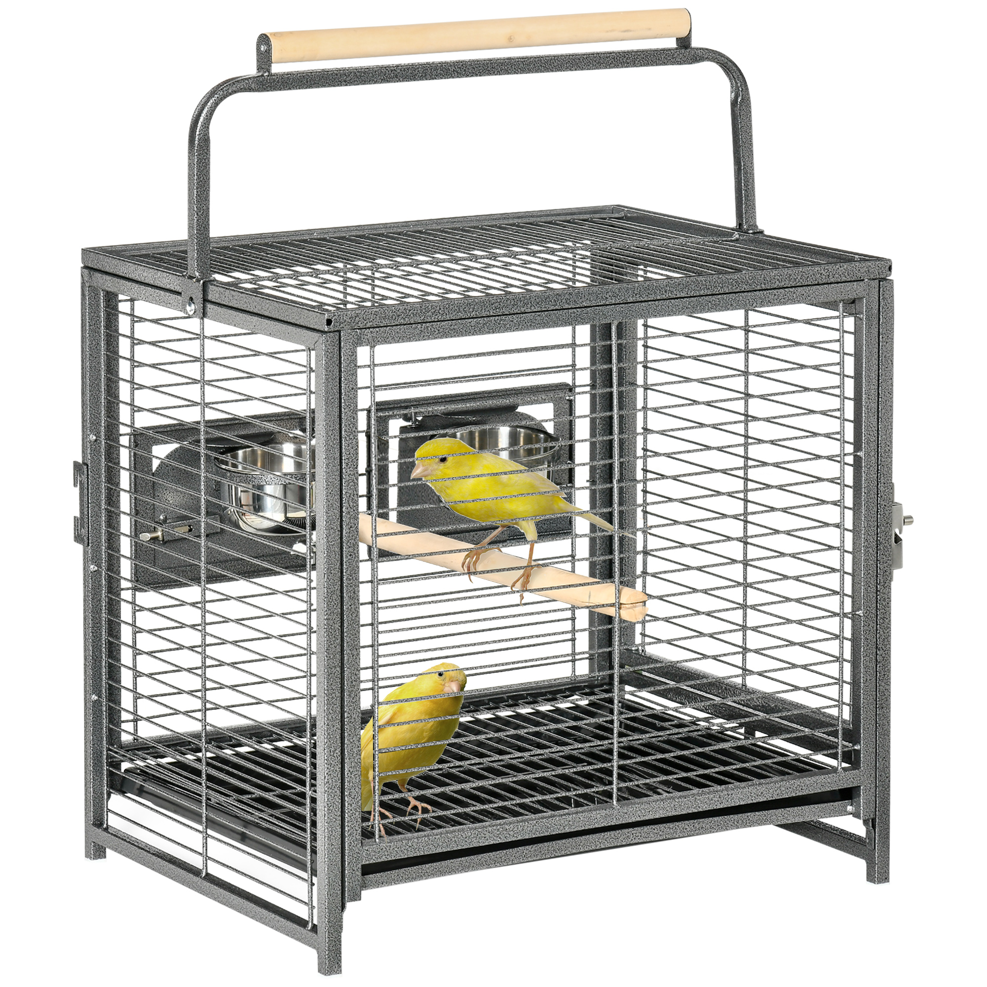 Metal Parrot Cage Bird Carrier Green Cheek Canary Parakeet Cockatiel Small Parrot Travel Breeding Cage Wooden Perch Black