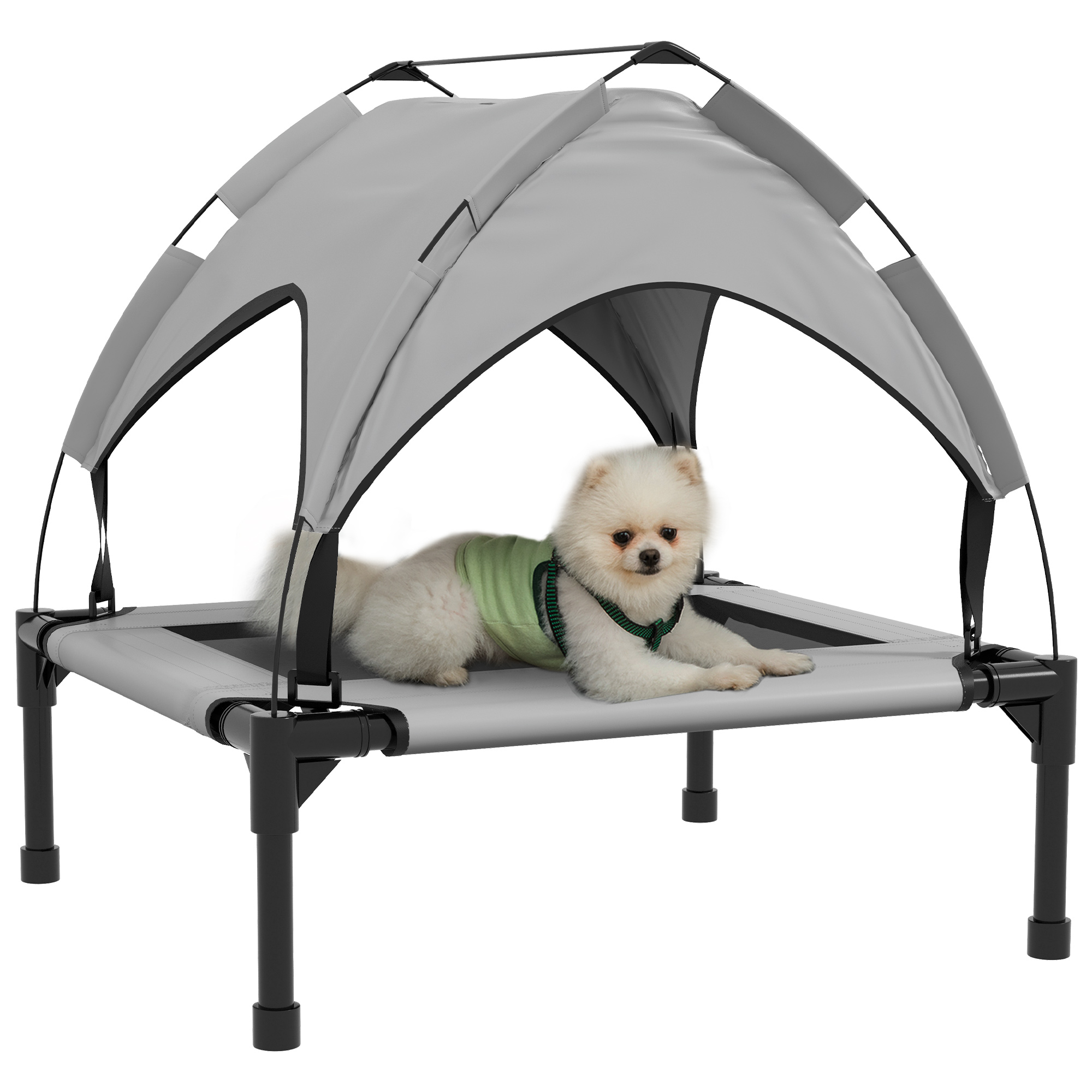 Cooling Raised Pet Bed w/ Washable Breathable Mesh, for Small Medium Dogs, 76 x 61 x 69.5cm - Light Grey