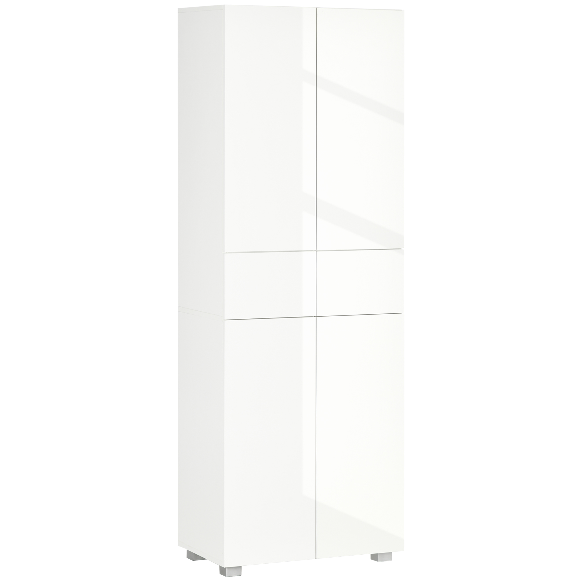 4-Door Kitchen Cupboard, Freestanding 5-Tier Storage Cabinet with 3 Adjustable Shelves, 2 Drawers for Living Room, Dining Room