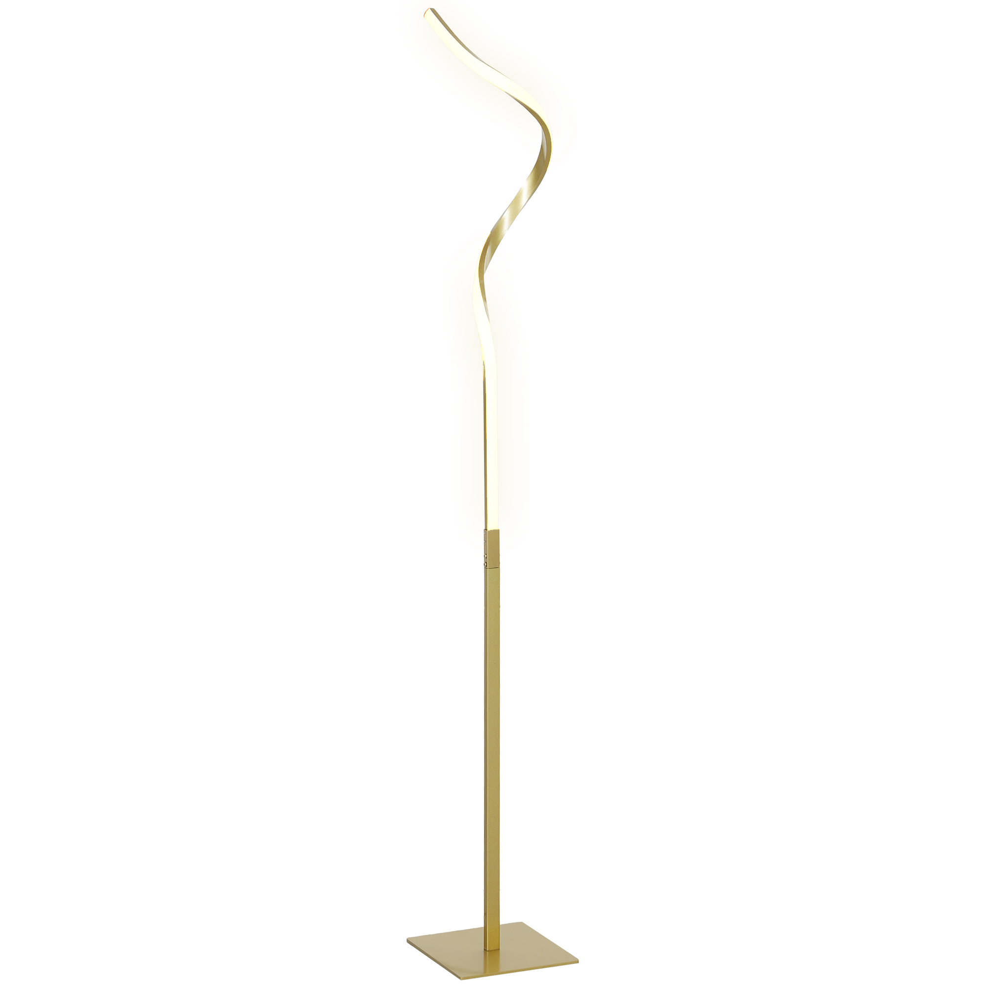 HERON LED Floor Lamp with 3 Adjustable Brightness, Modern Standing Lamp with Foot Switch for Bedroom, Living Room, Gold Tone