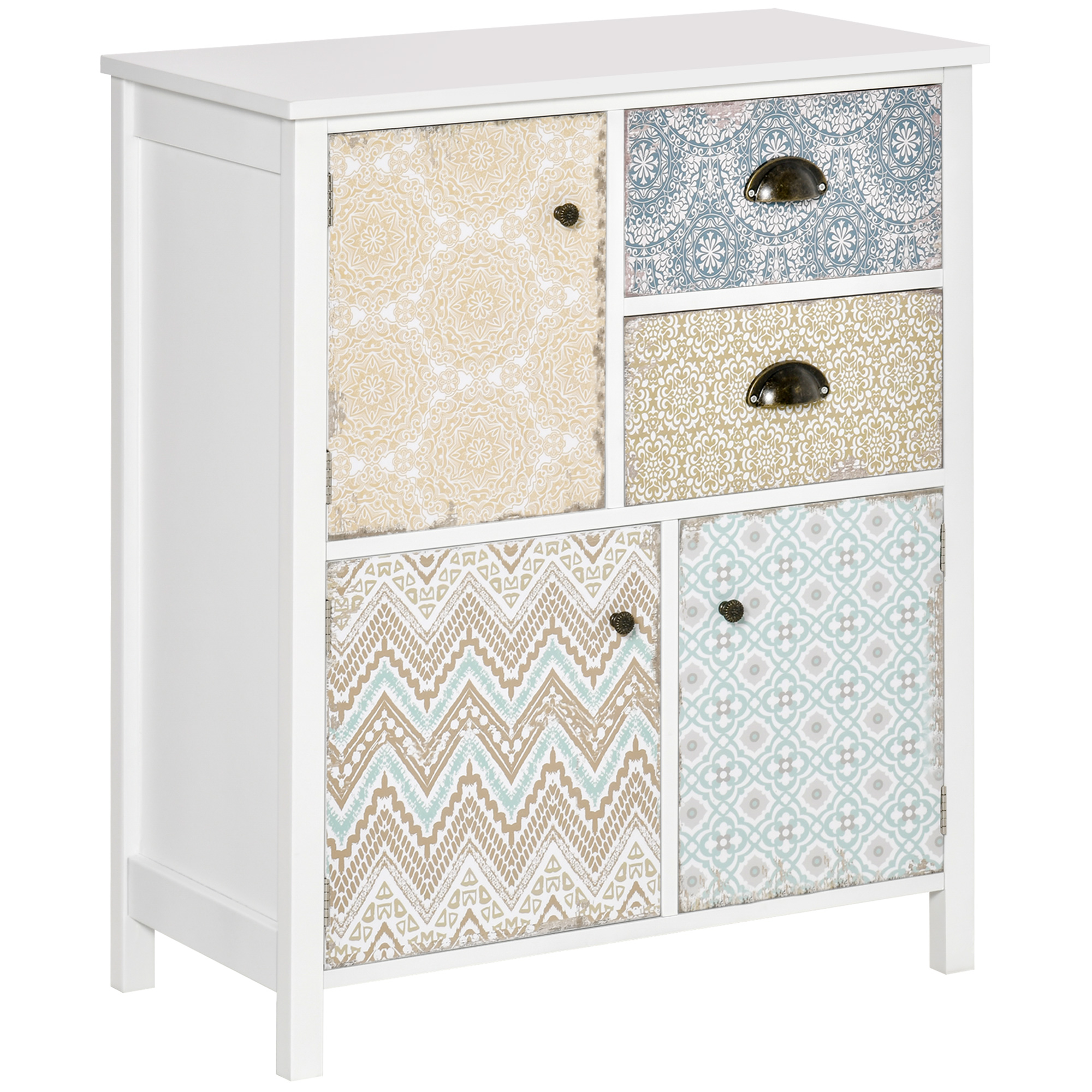 Shabby Chic Sideboard, Multi-Purpose Drawer Table, Storage Chest for Entryway or Living Room, Bedroom Furniture Organiser Unit - White