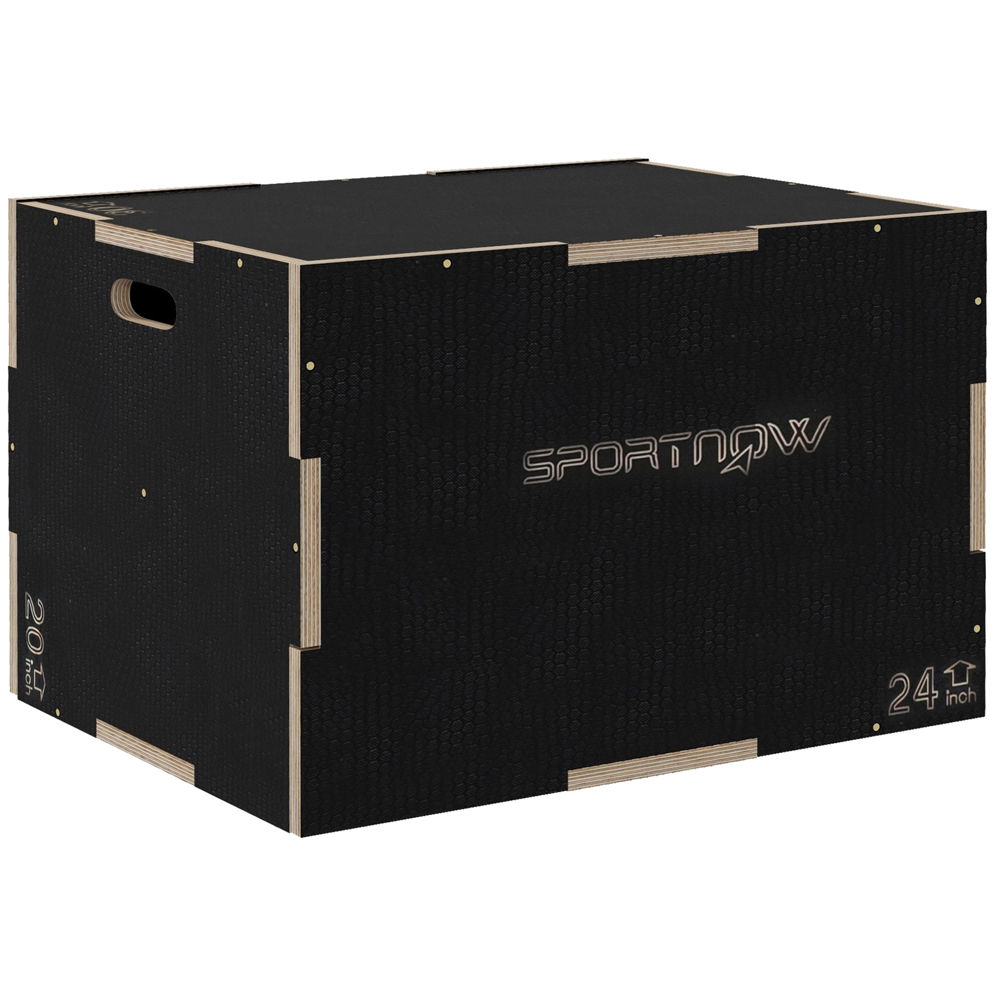 McAlpin 3-in-1 Wooden Plyo Box Anti-Slip Jump Platform for Workout - Black