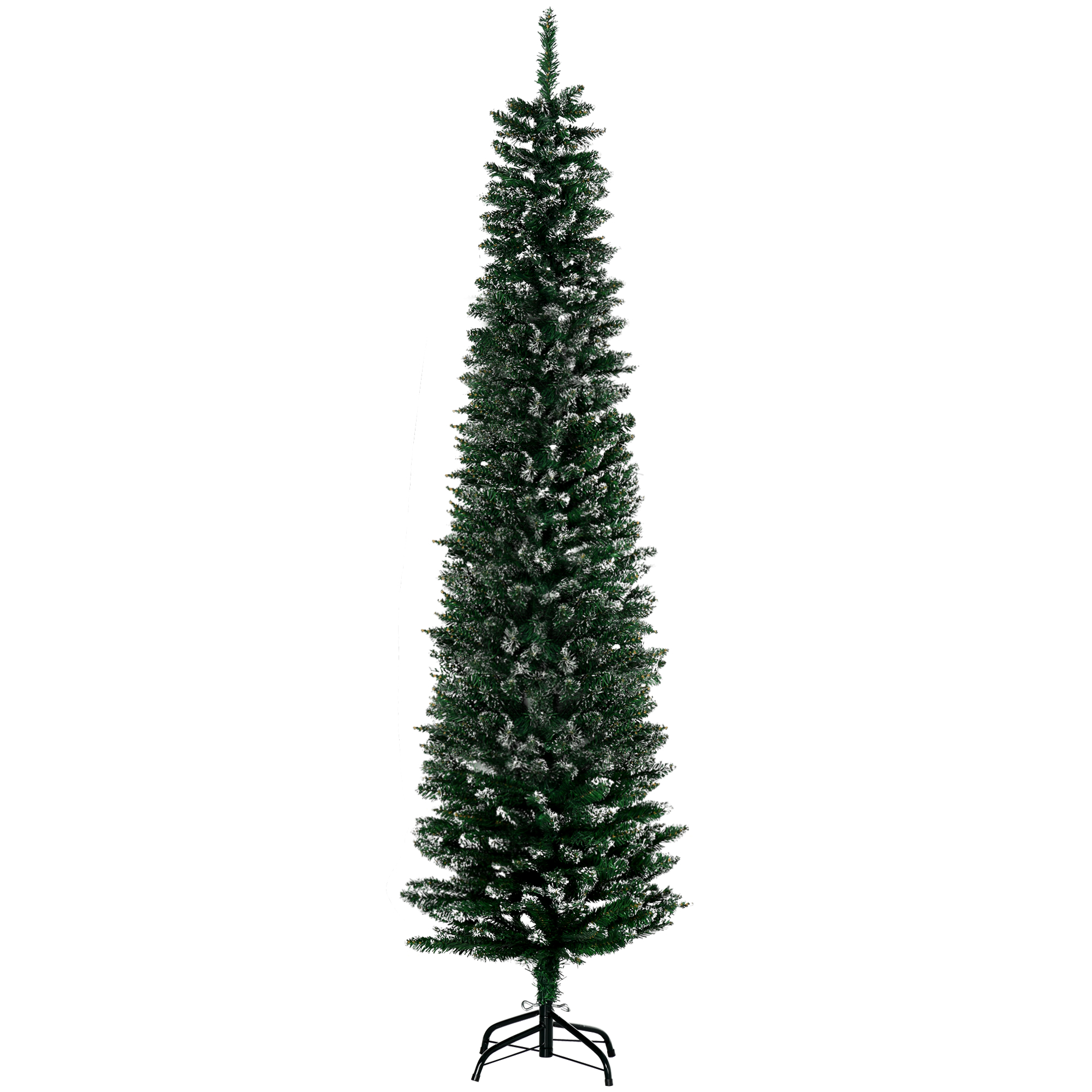 Debbie 6.5FT Artificial Snow Dipped Christmas Tree Xmas Pencil Tree Holiday Home Decoration with Foldable Black Stand - Green
