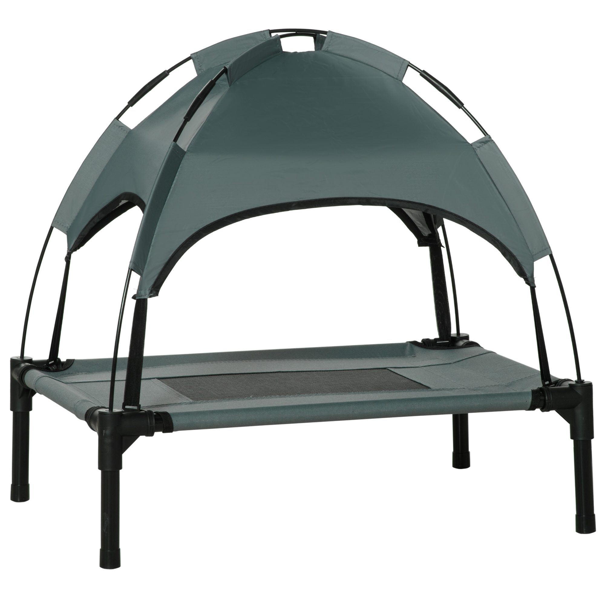 61 cm Elevated Portable Dog Cot Cooling Pet Bed with UV Protection Canopy Shade
