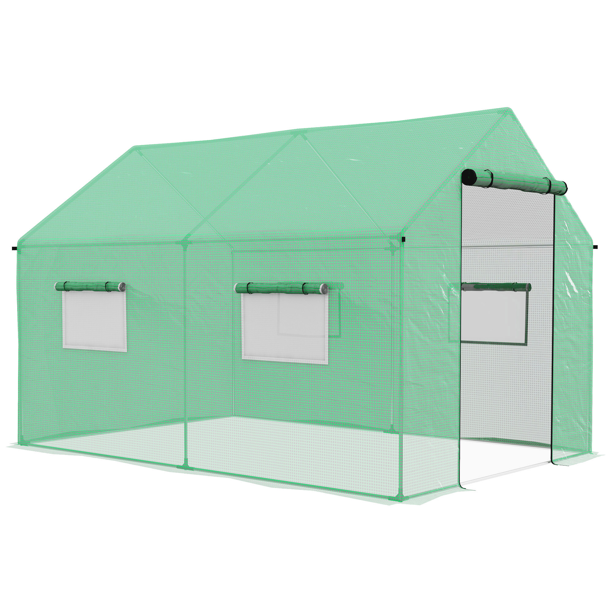 Polyethylene Walk-In Polytunnel Greenhouse - Green