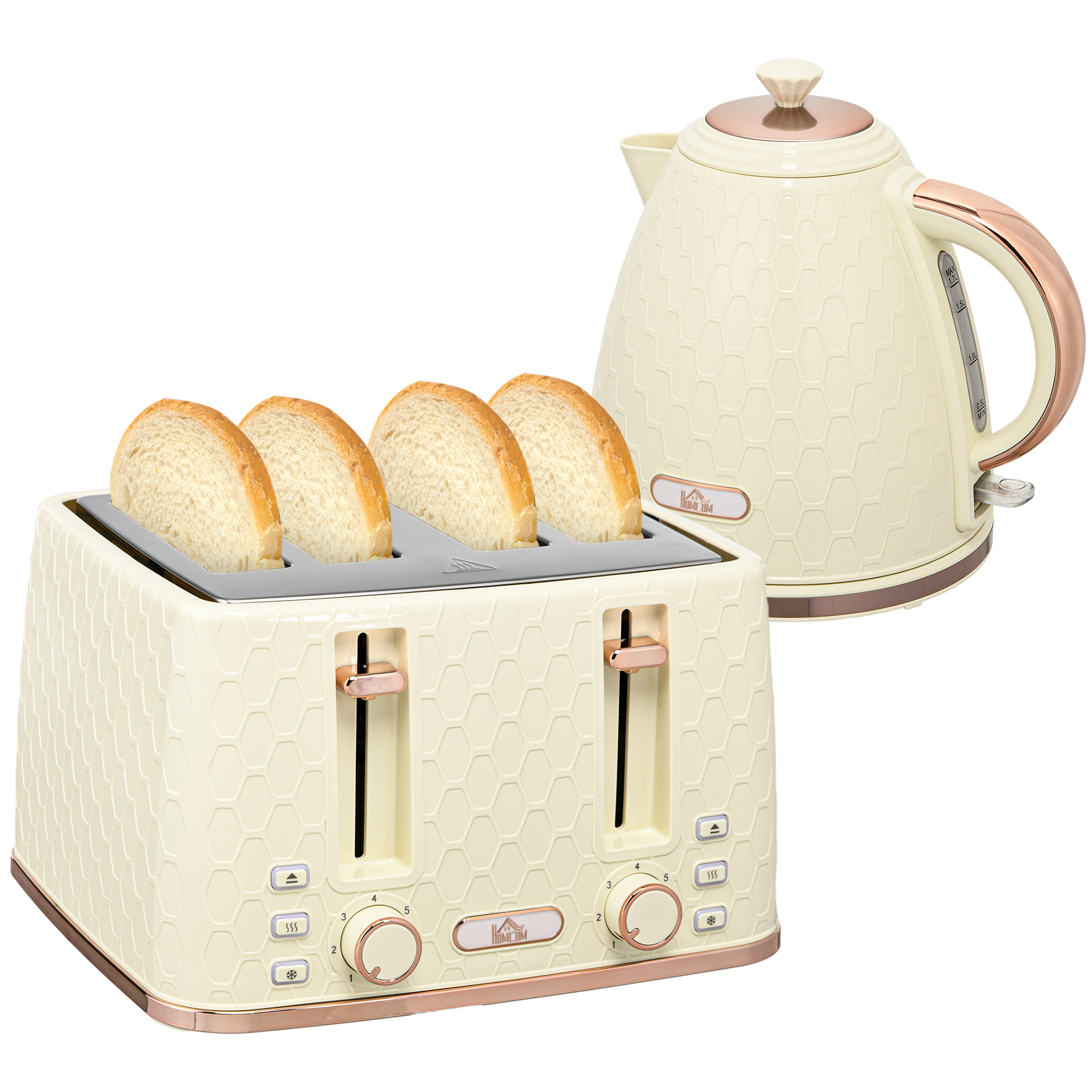 Scott Cream Kettle and Toaster Set Fast Boil Jug with Browning Control - White
