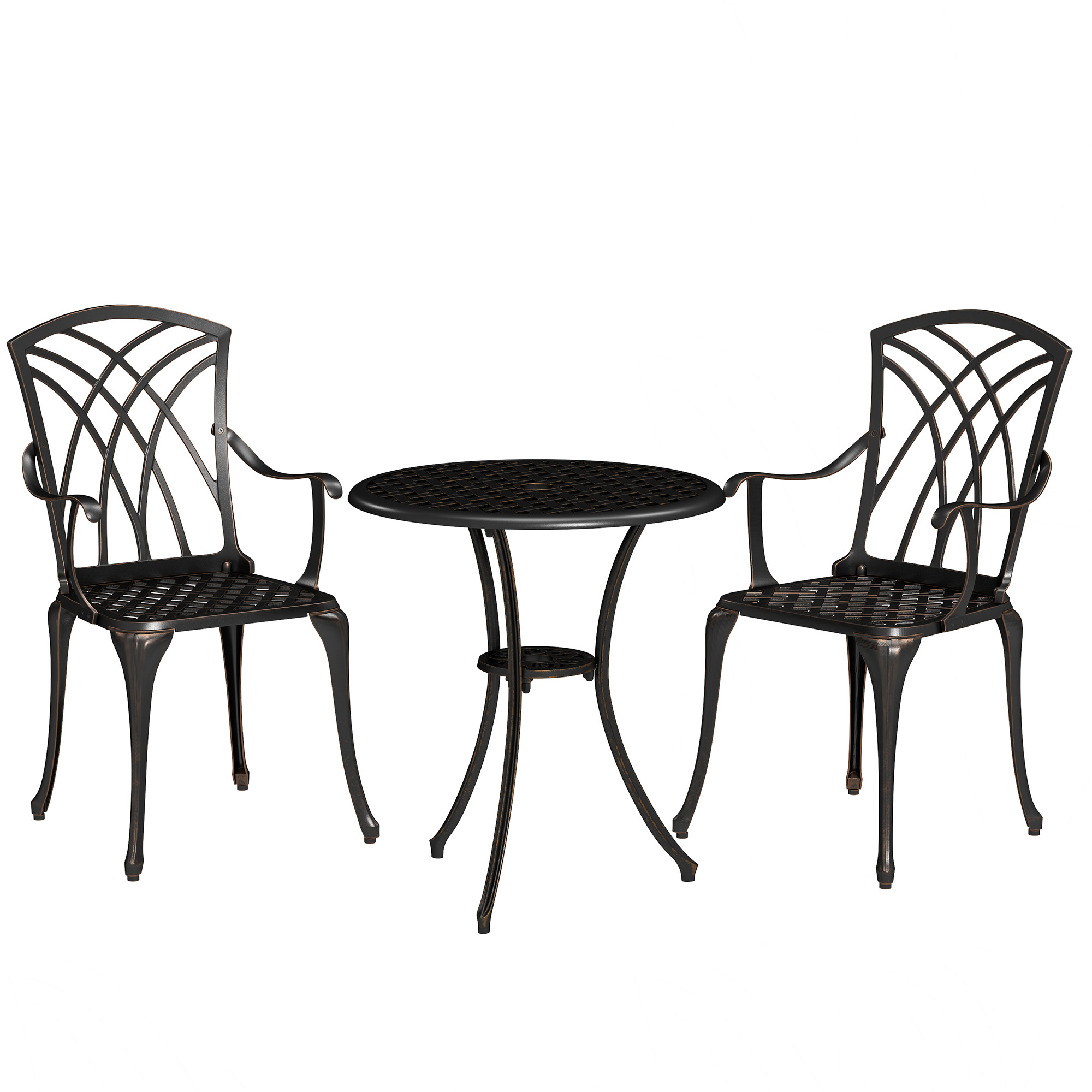SUNVISTA 3 Pieces Garden Dining Set for 2, Bronze Tone
