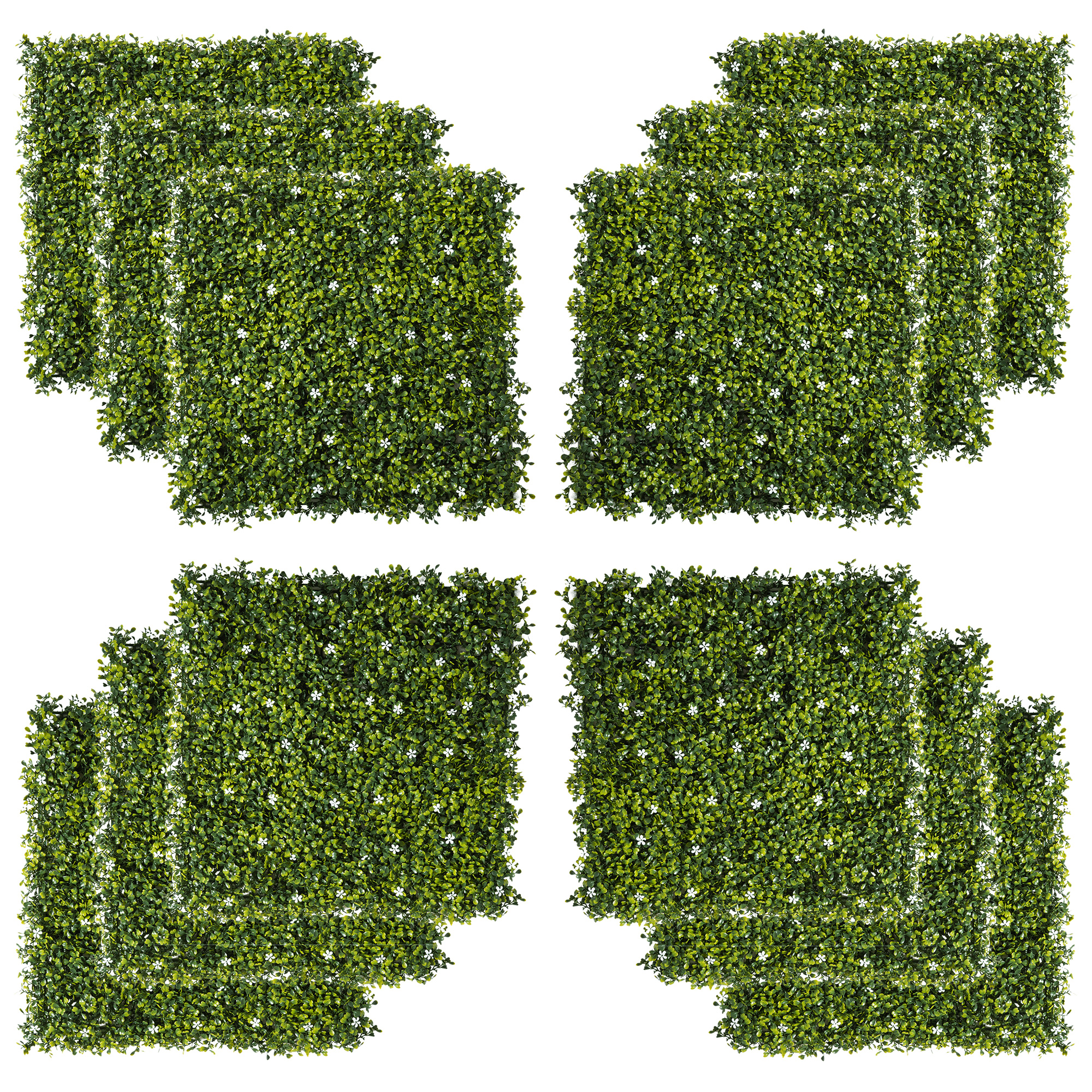 12PCS Artificial Boxwood Wall Panels 50cm x 50cm Grass Privacy Fence Screen Faux Hedge Greenery Backdrop Encrypted Milan Grass