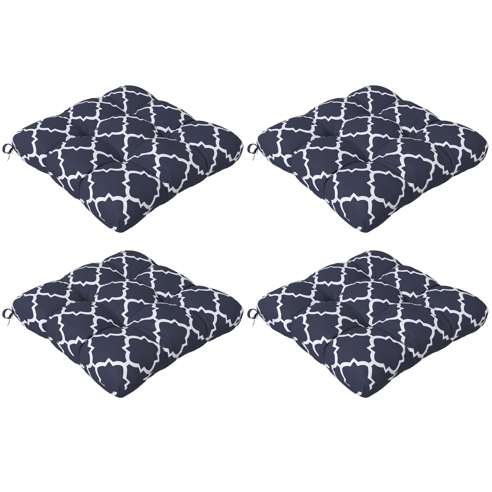 4-Piece Seat Cushion Pillows Replacement, Patio Chair Cushions Set with Ties for Indoor Outdoor, Blue