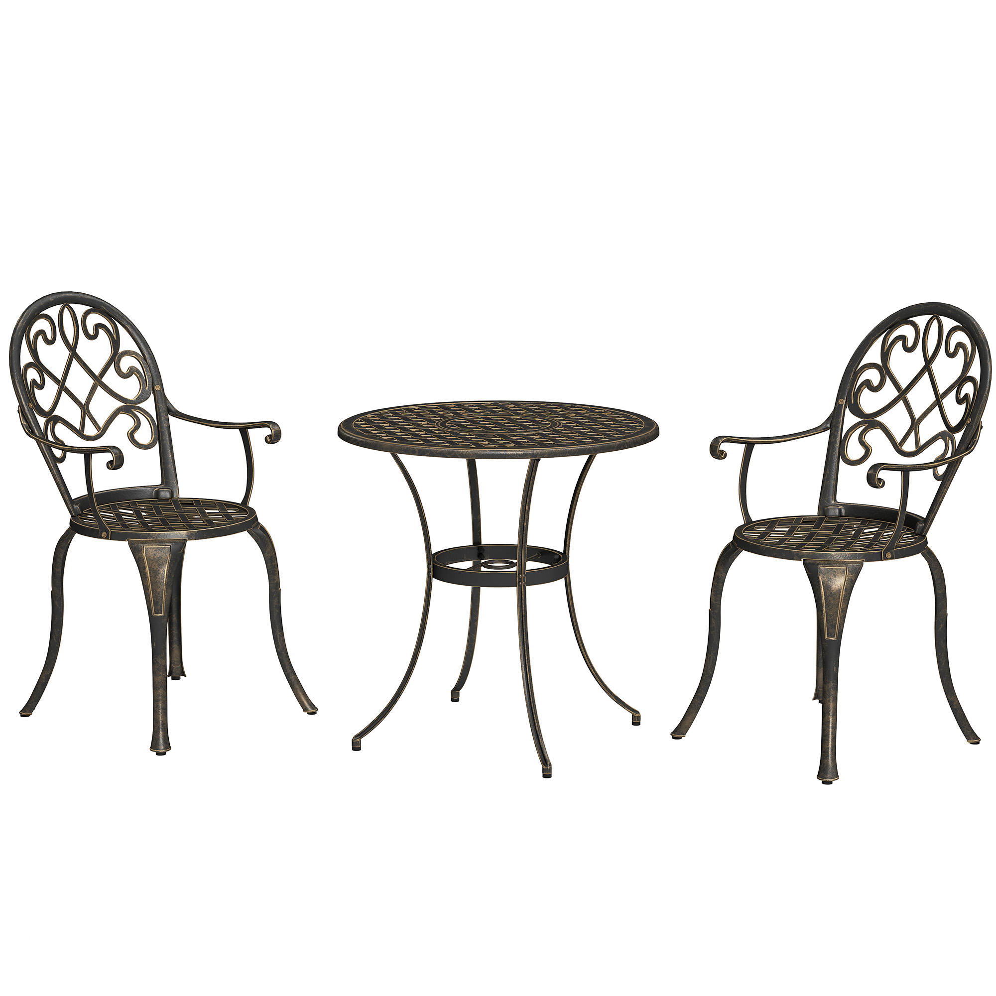 SUNVISTA Three-Piece Elegant Aluminium Garden Set - Bronze Tone