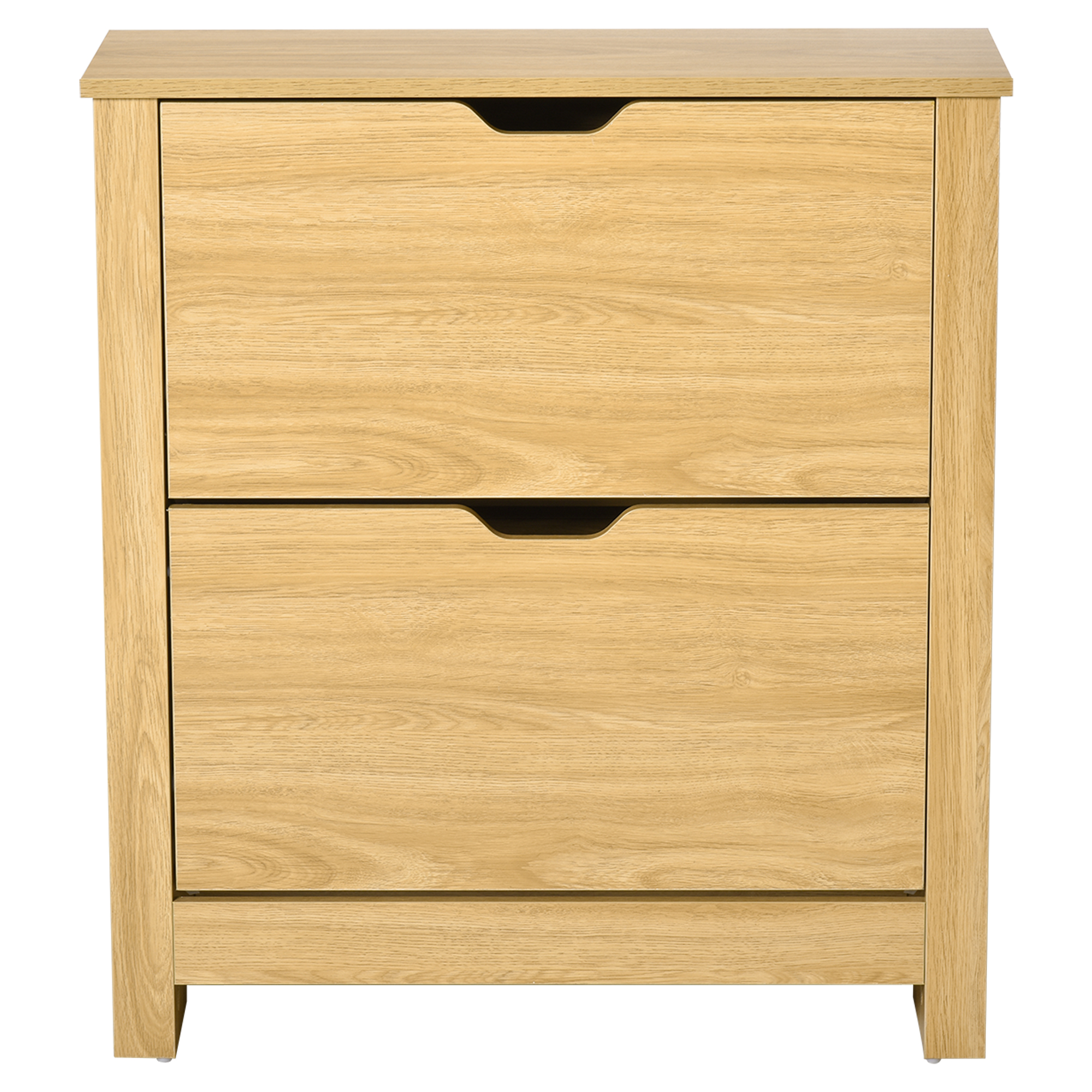 12-Shoe Storage Cabinet 4 Shelves 2 Drawers 4 Protective Legs Modern Stylish Unit Hallway Bedroom Home Furniture Brown