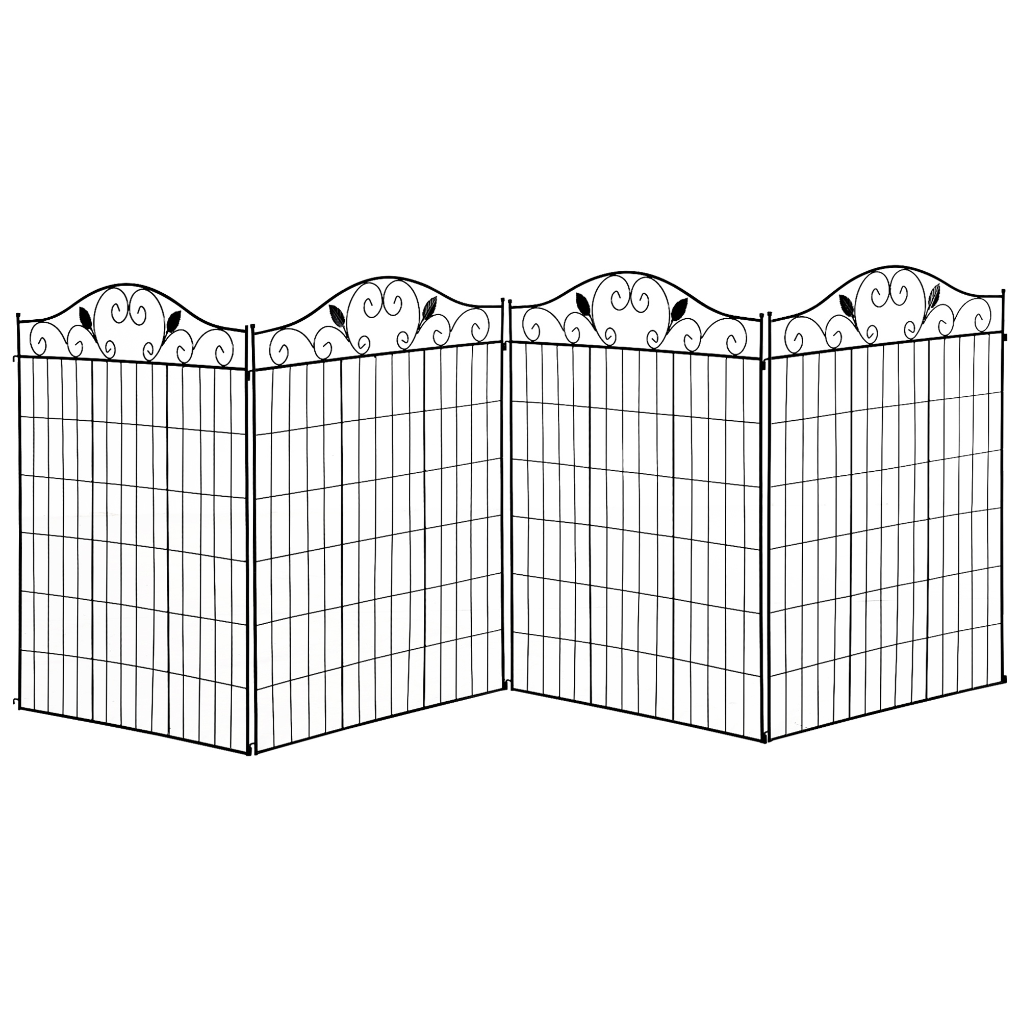 Garden Decorative Fence 4 Panels 44in x 12ft Metal Wire Landscape Border Edging