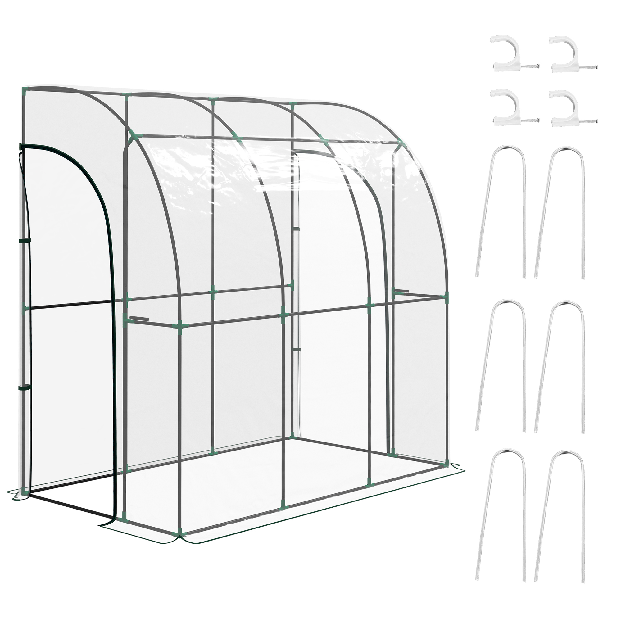 Jones Walk-In Lean To Greenhouse with Accessories - 214cm x 118cm