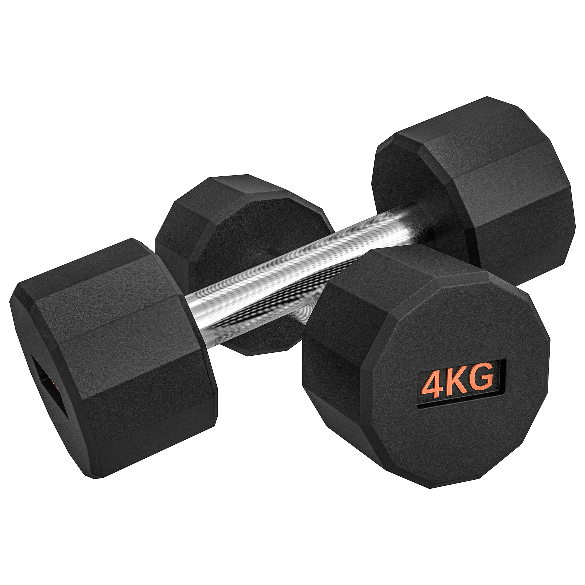 McAlpin 2 x 4kg Dumbbells Set with 12-Sided Shape and Non-Slip Grip - Black and Orange