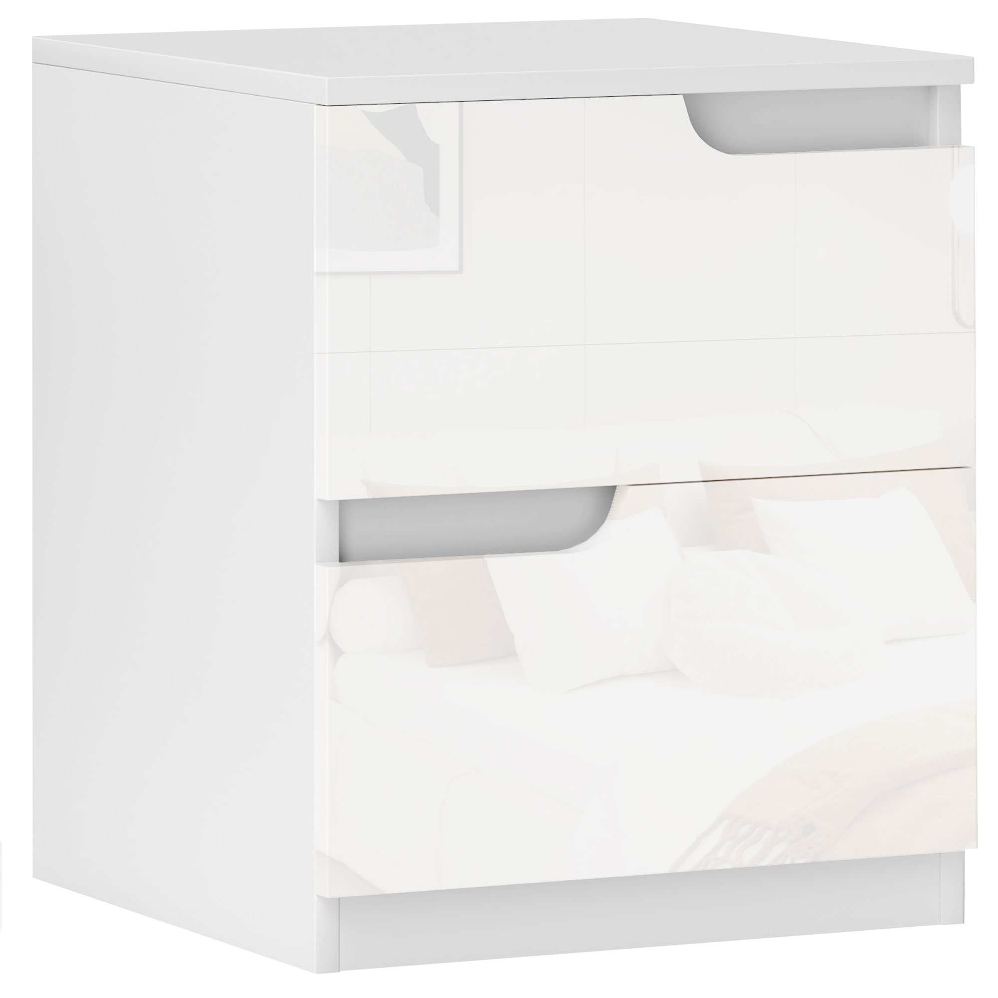 HERON High Gloss Bedside Table - White