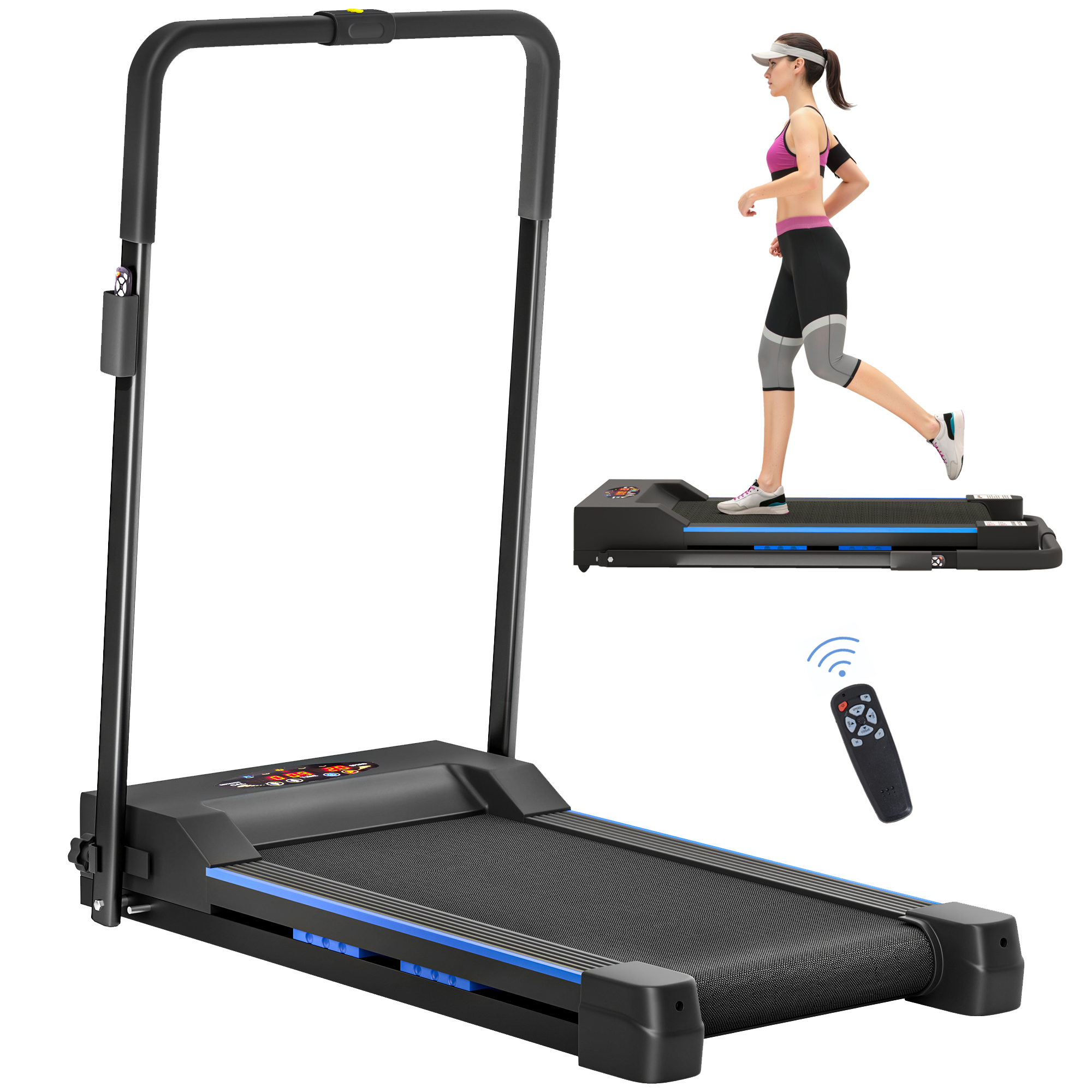 Scott Steel Folding Motorized Home Treadmill - Blue