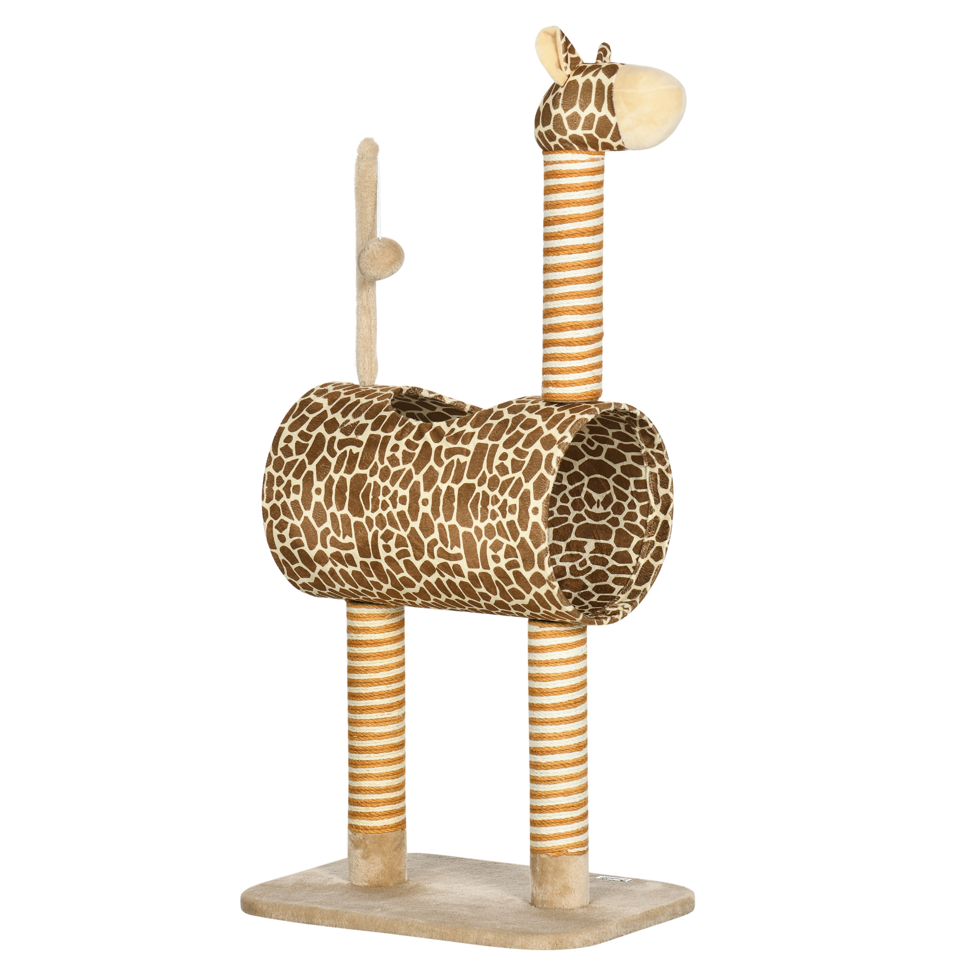 Cat Tree for Indoor Cats Cute Giraffe Kitten Play Tower with Scratching Posts Tunnel Ball Toy, 48.5 x 34.5 x 101 cm