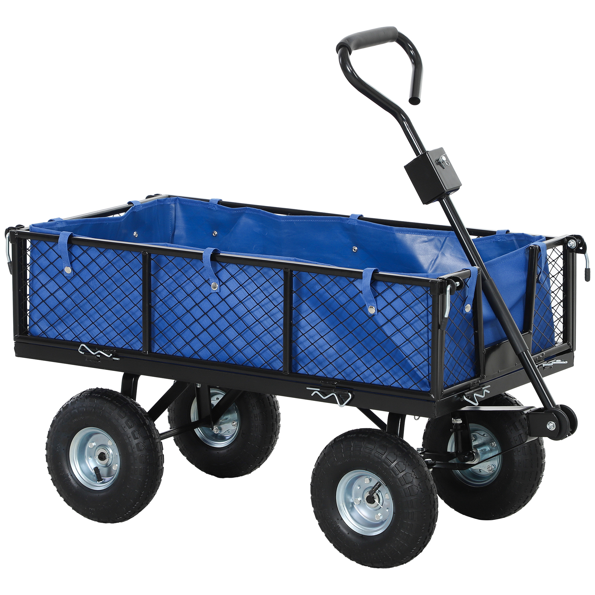 SUNVISTA 114L Steel Frame Garden Cart Trolley - Blue
