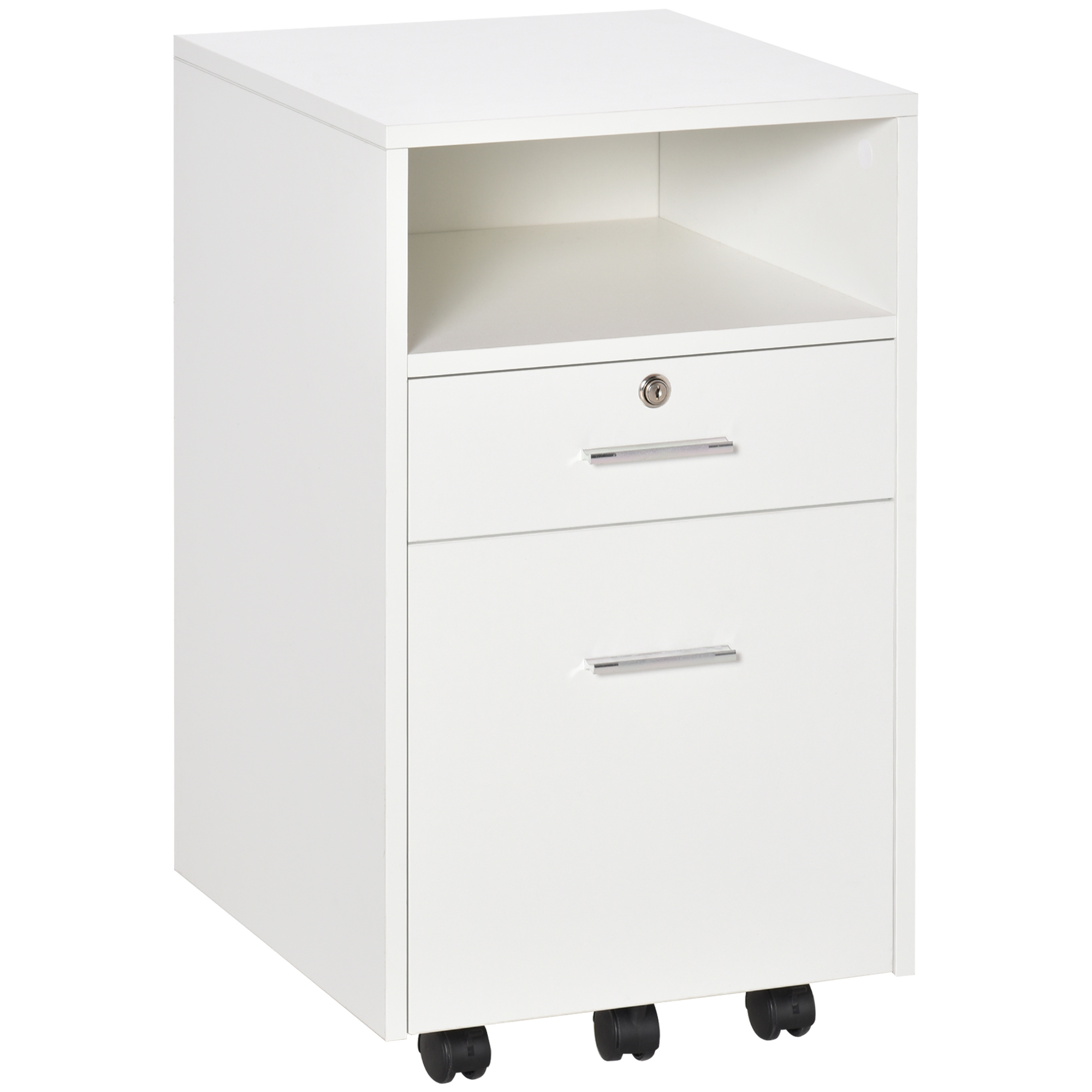 Mobile File Cabinet Lockable Storage Unit Cupboard Home Filing Furniture for Office, Bedroom and Living Room, 39.5x40x60cm, White