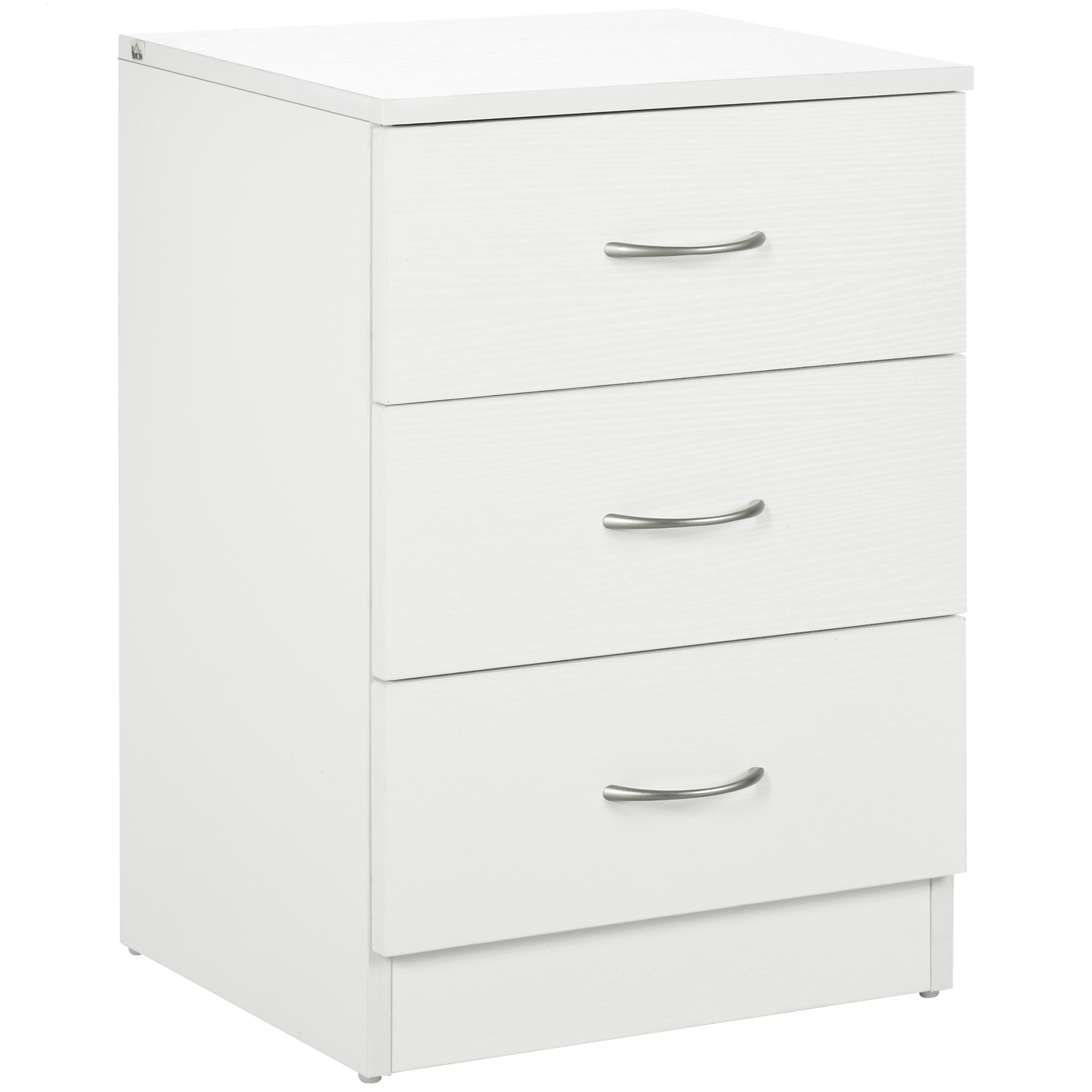 HERON Three-Drawer Simple Bedside Table - White
