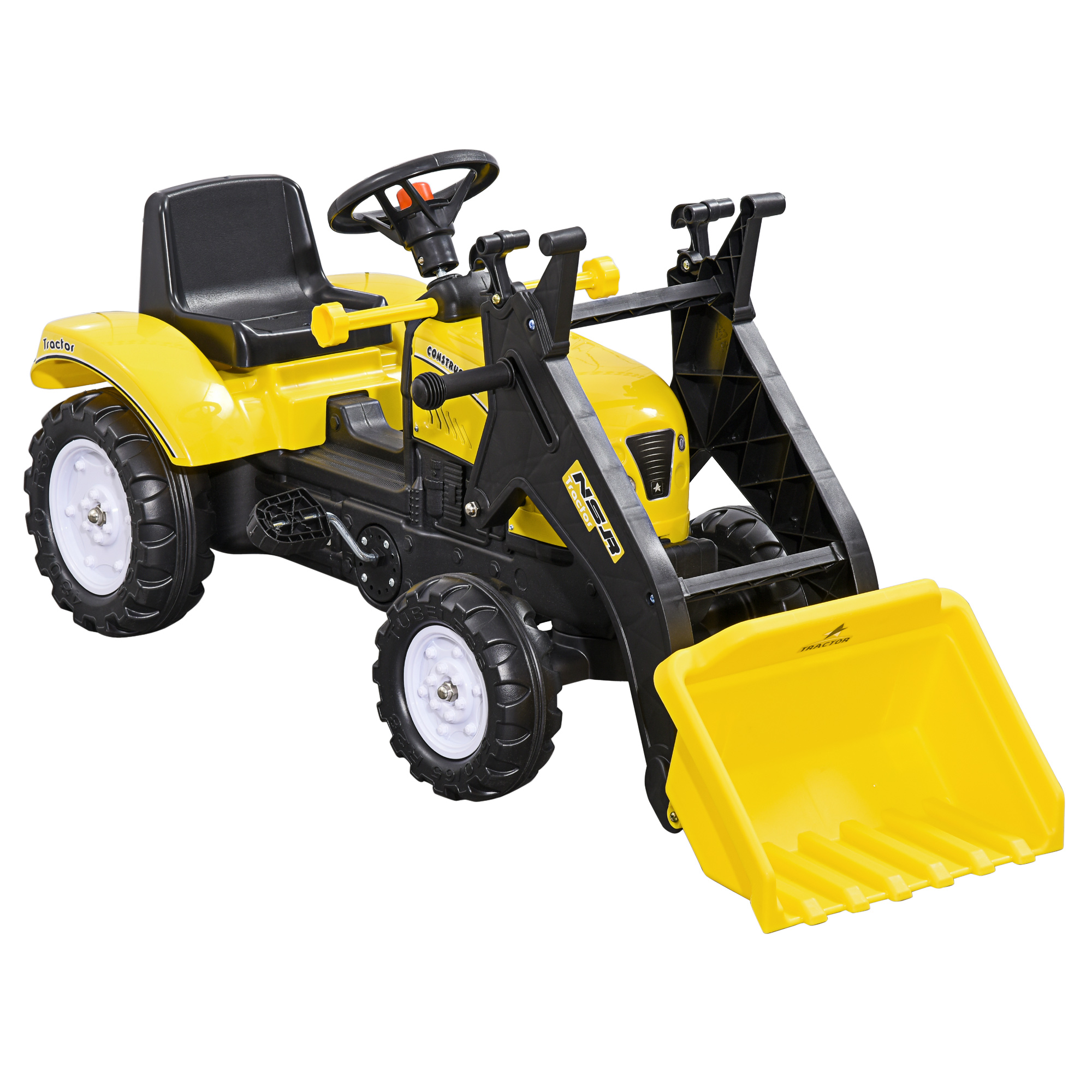 Pedal Go Kart Ride On Excavator W/ Front Loader Digger Four Wheels Child Toy, for 3 Years Old