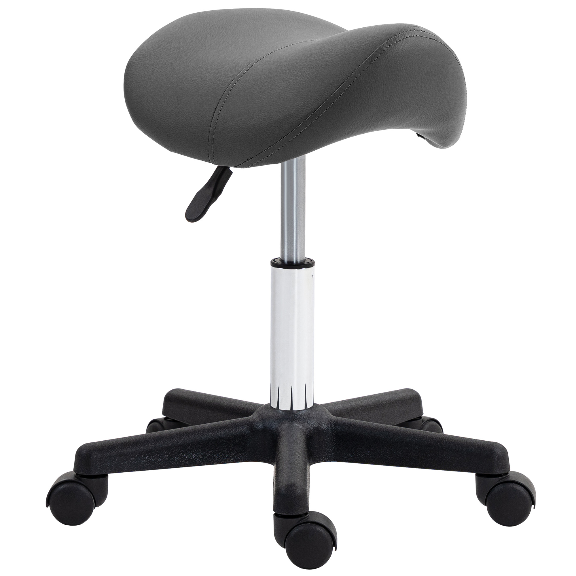 Scott PU Leather Rolling Salon Chair with Steel Frame - Grey
