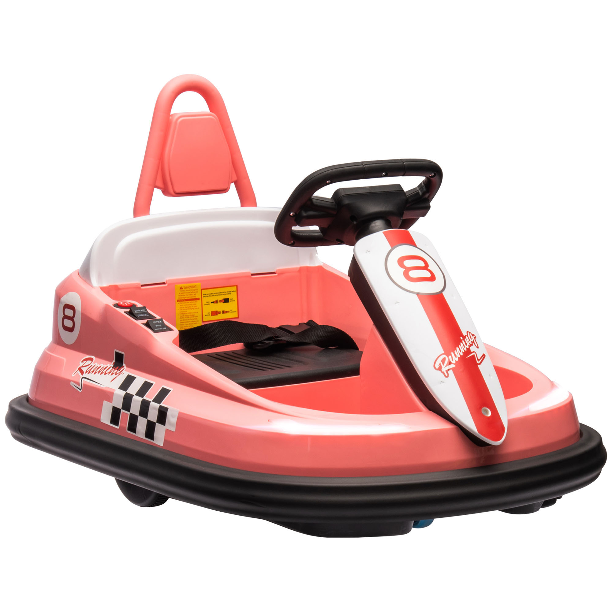 6V Electric Kids Bumper 360 Spin Waltz Car with Music, Horn, Lights - Pink
