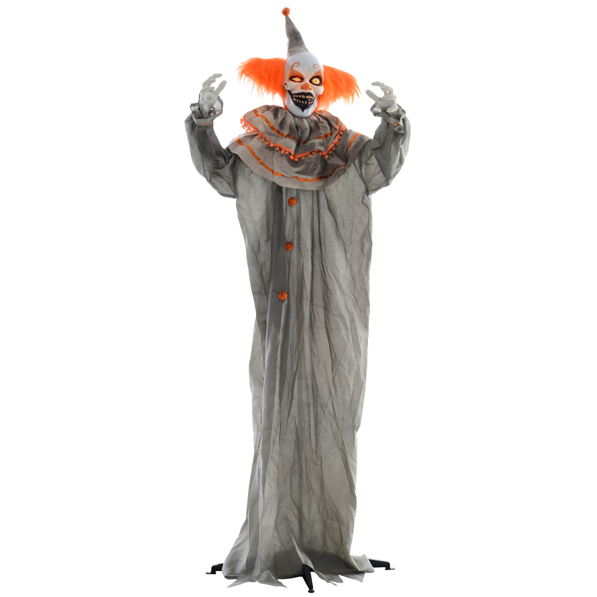 Scott Outdoor 183cm Classic Clown Halloween Decoration with Sound - Orange and Grey