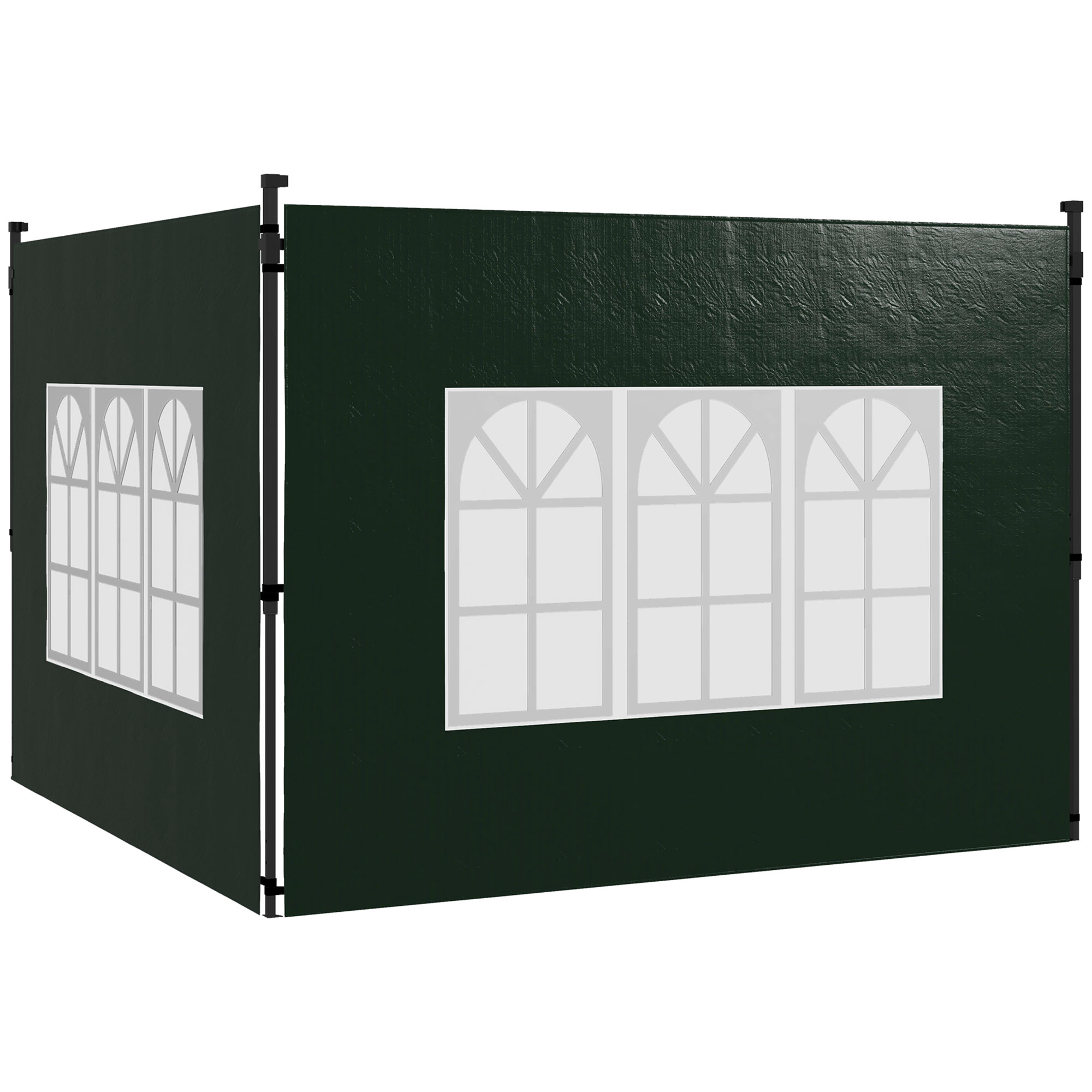 Gazebo Side Panels, Sides Replacement with Window for 3x3(m) or 3x6m Gazebo Canopy, 2 Pack, Green