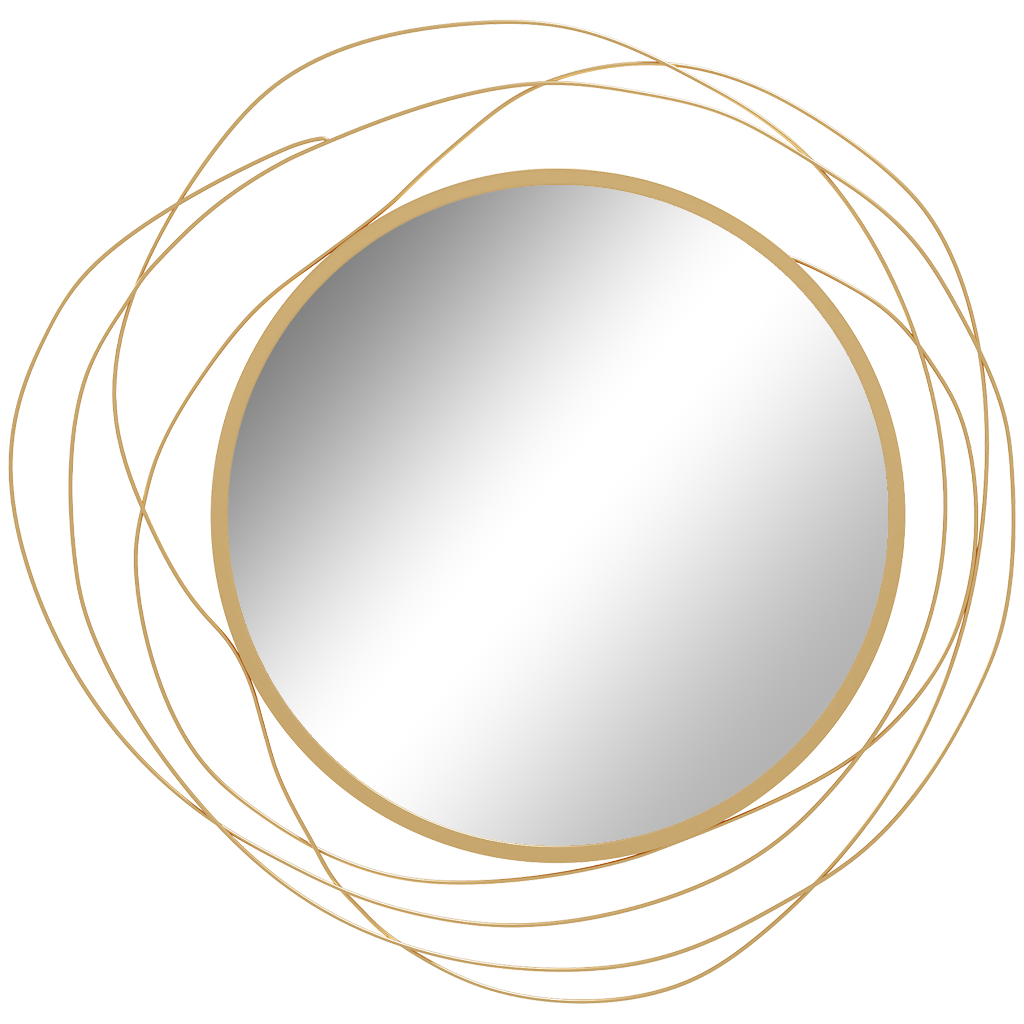 Scott Abstract Metal Wire Wall Mirror with Accessories - Gold