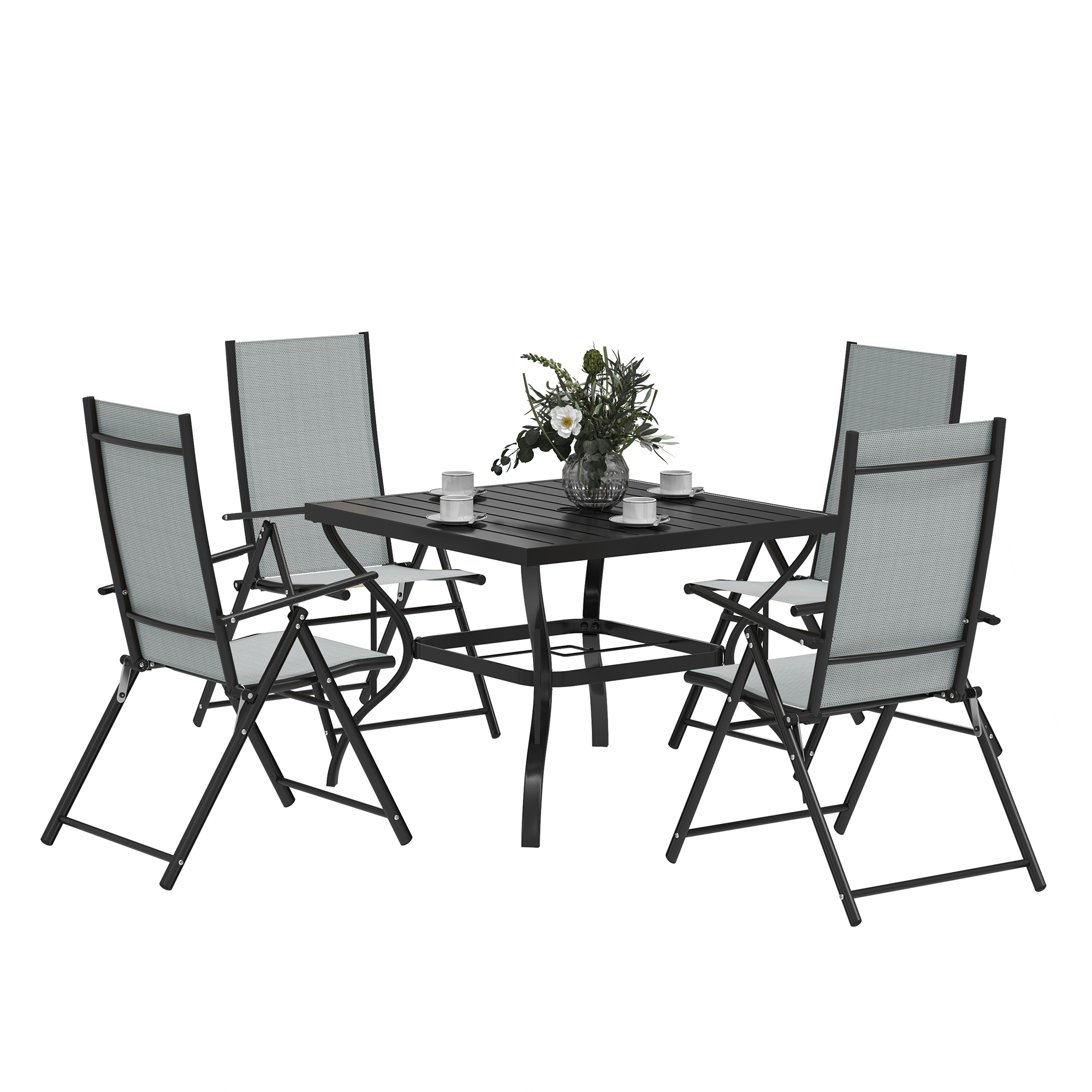 SUNVISTA Five-Piece Steel Frame Patio Set - Grey/Black