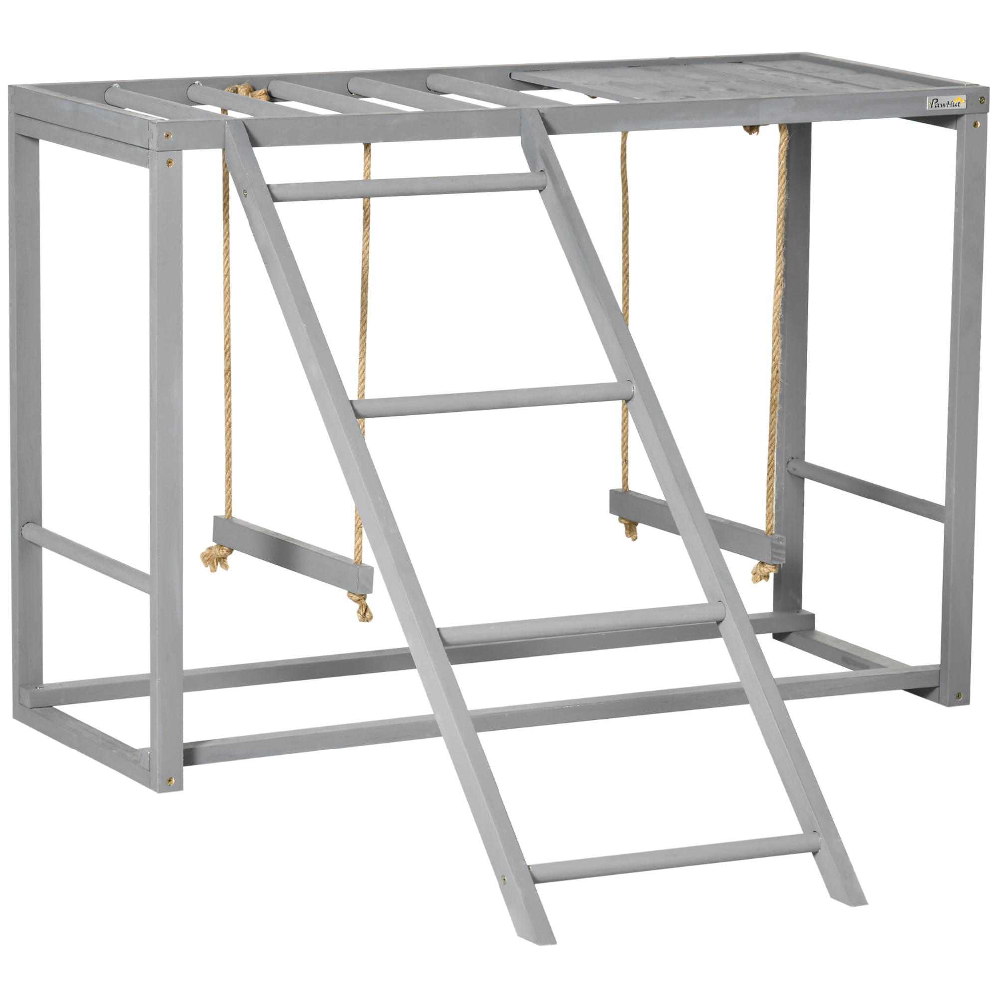 Chicken Activity Play with Swing Set for 3-4 Birds, Wooden Chicken Coop, Grey