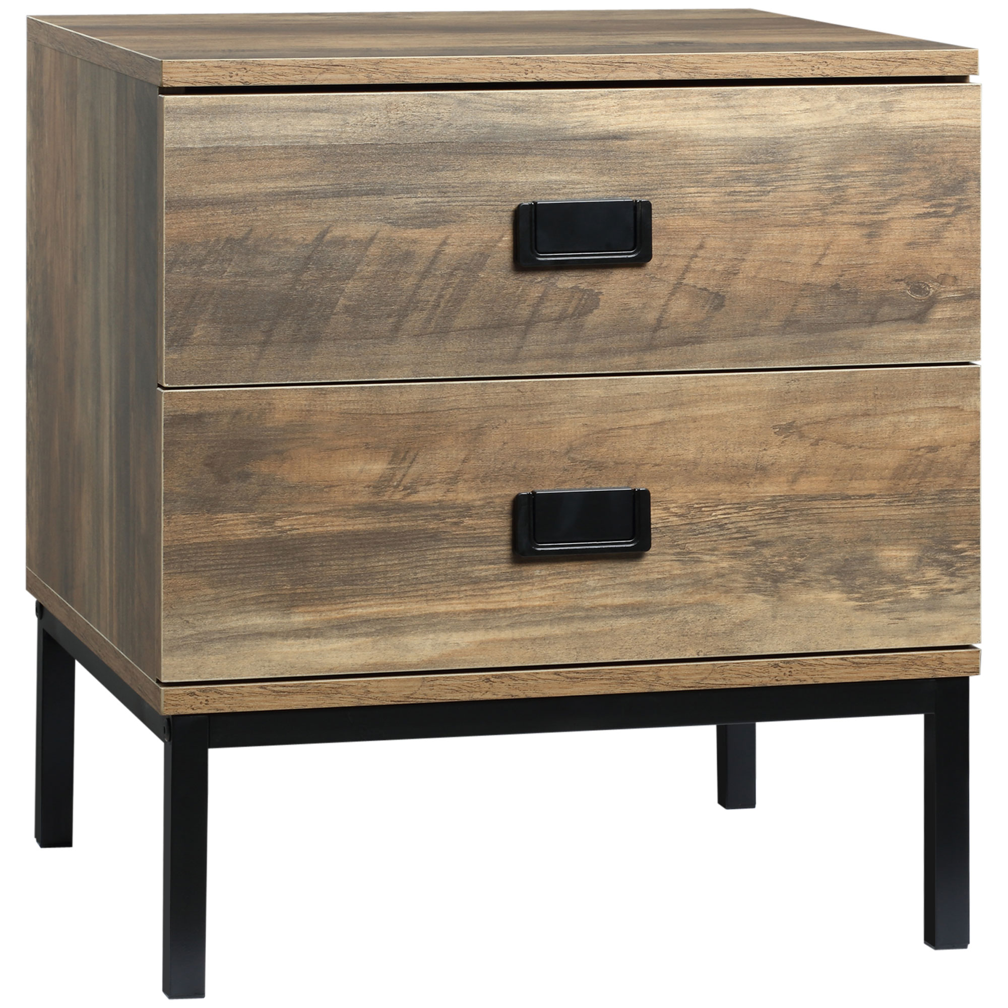 Bedside Table - RETRO 2 Drawer Nightstand Coffee 45cm