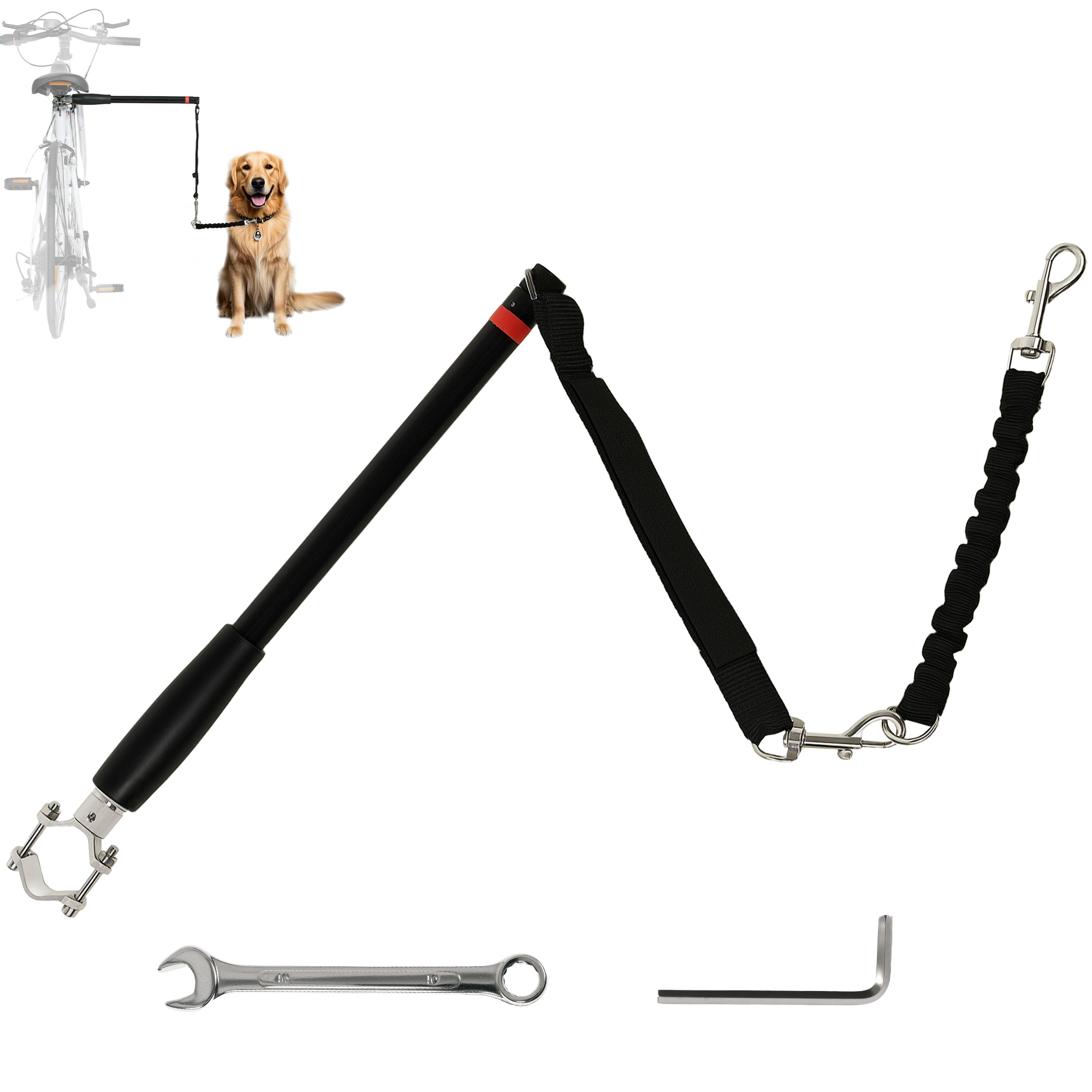 PAWSTER Dog Lead for Bicycle, Dog Leash for Cycling, Training, Jogging, Black