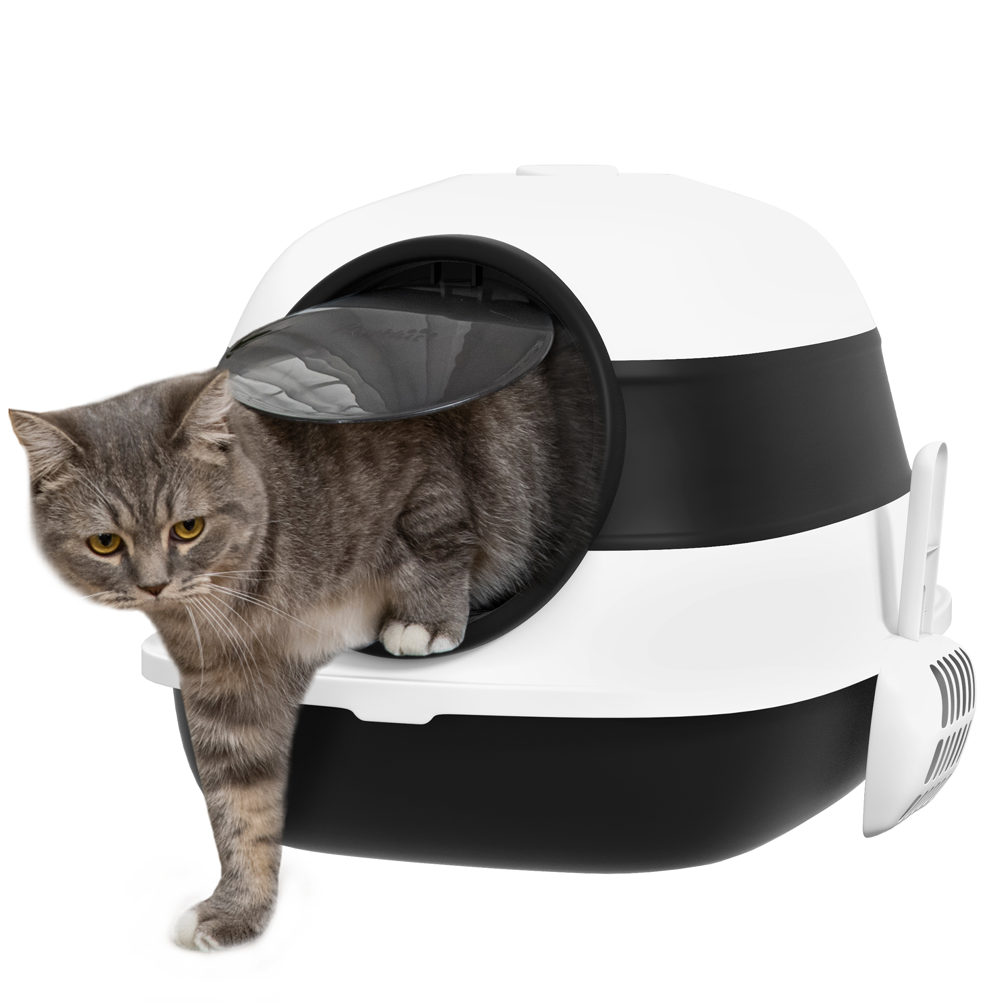 Shelley Foldable Cat Litter Tray with Lid Deodorant Scoop in Black - Black